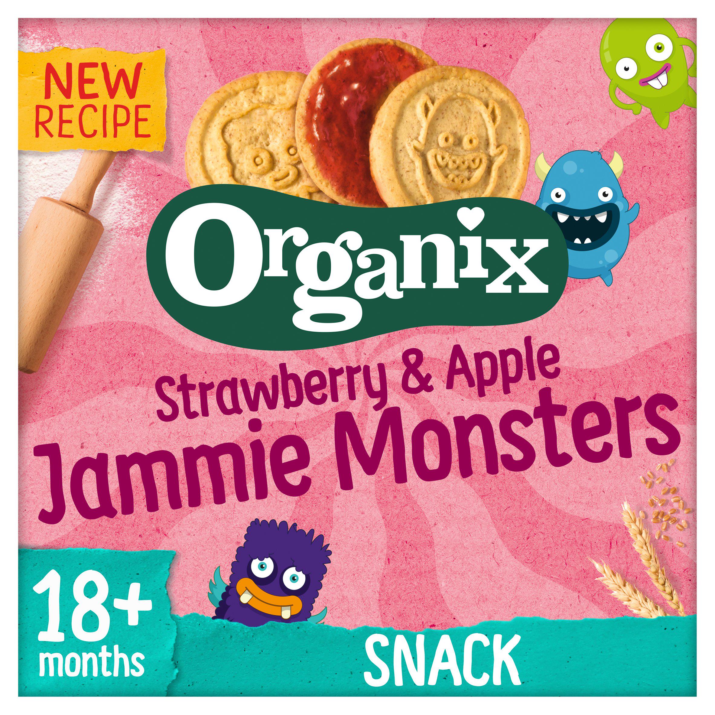 Organix Jammie Monsters Biscuits Toddler Snacks Multipack 18 months+