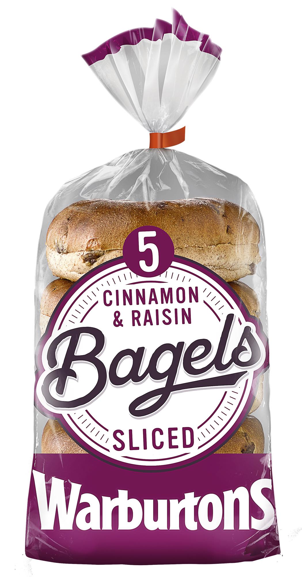 Warburtons Sliced Cinnamon & Raisin Bagels x5 thumbnail 2