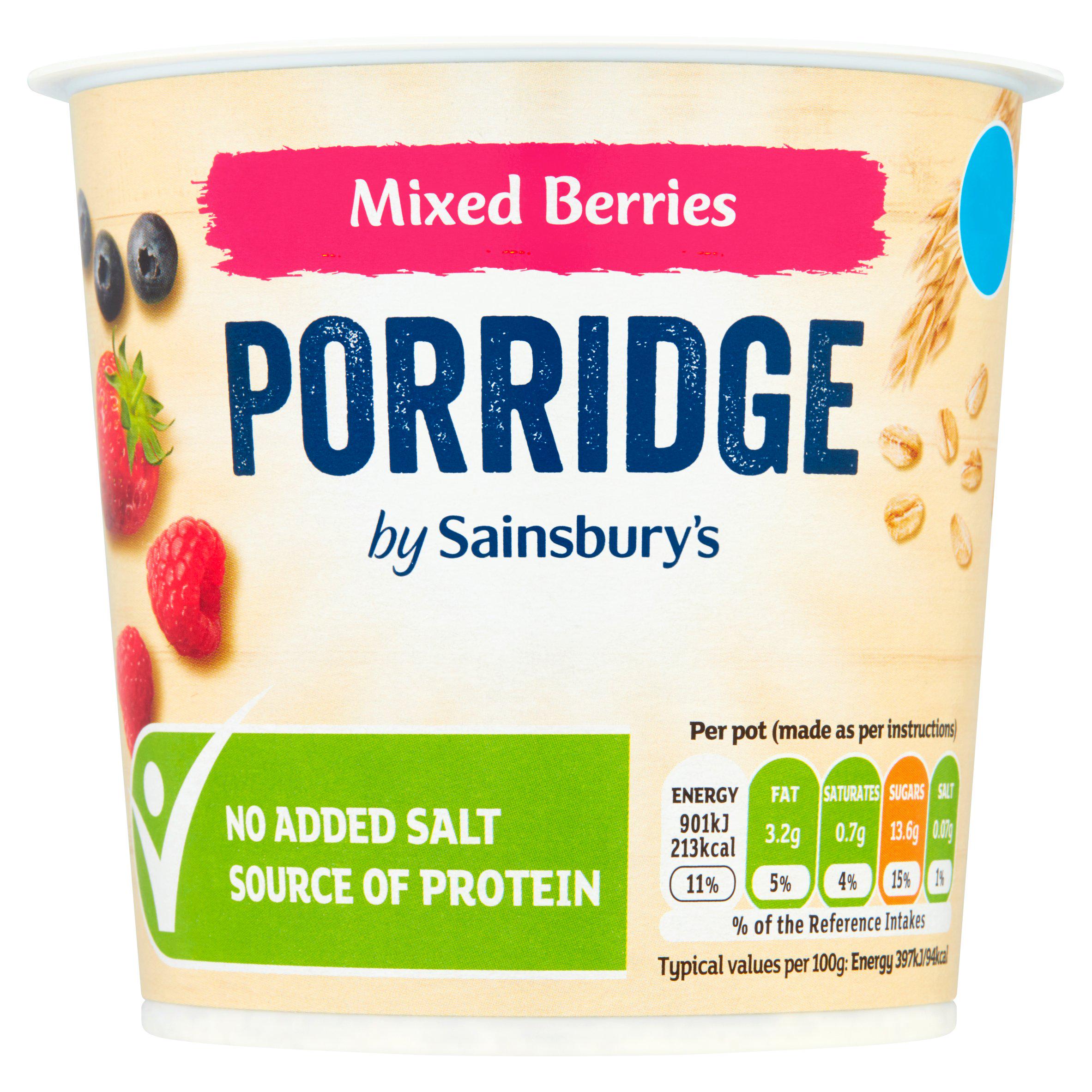 Sainsbury's 57g Mixed Berries Porridge Pot