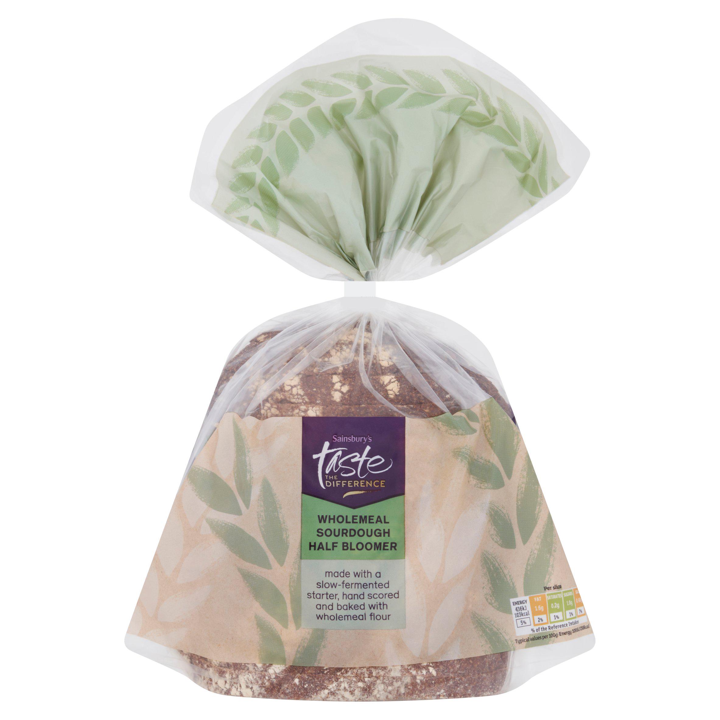 Sainsbury's Wholemeal Sourdough Half Bloomer Bread, Taste the Difference 400g