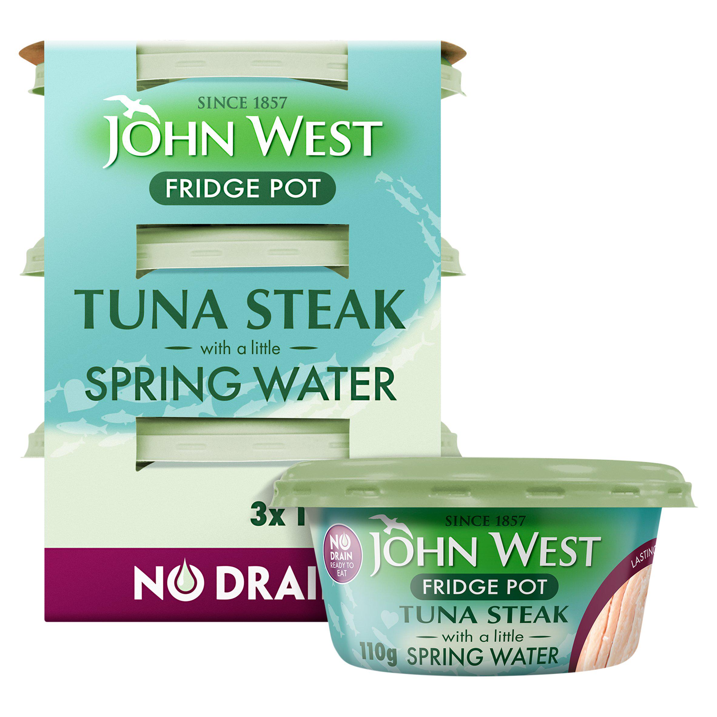 John West No Drain Fridge Pot Tuna Steak In Spring Water