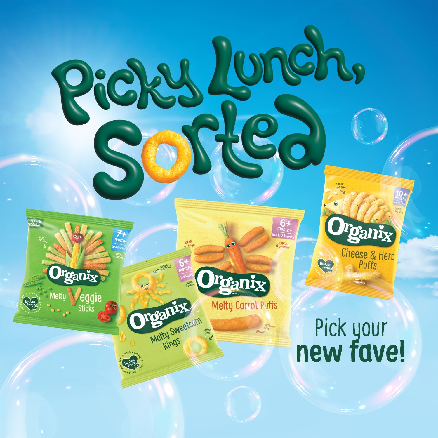 Organix Melty Veggie Sticks Organic Baby Puffs Multipack 7 months+ 4x15g thumbnail 4