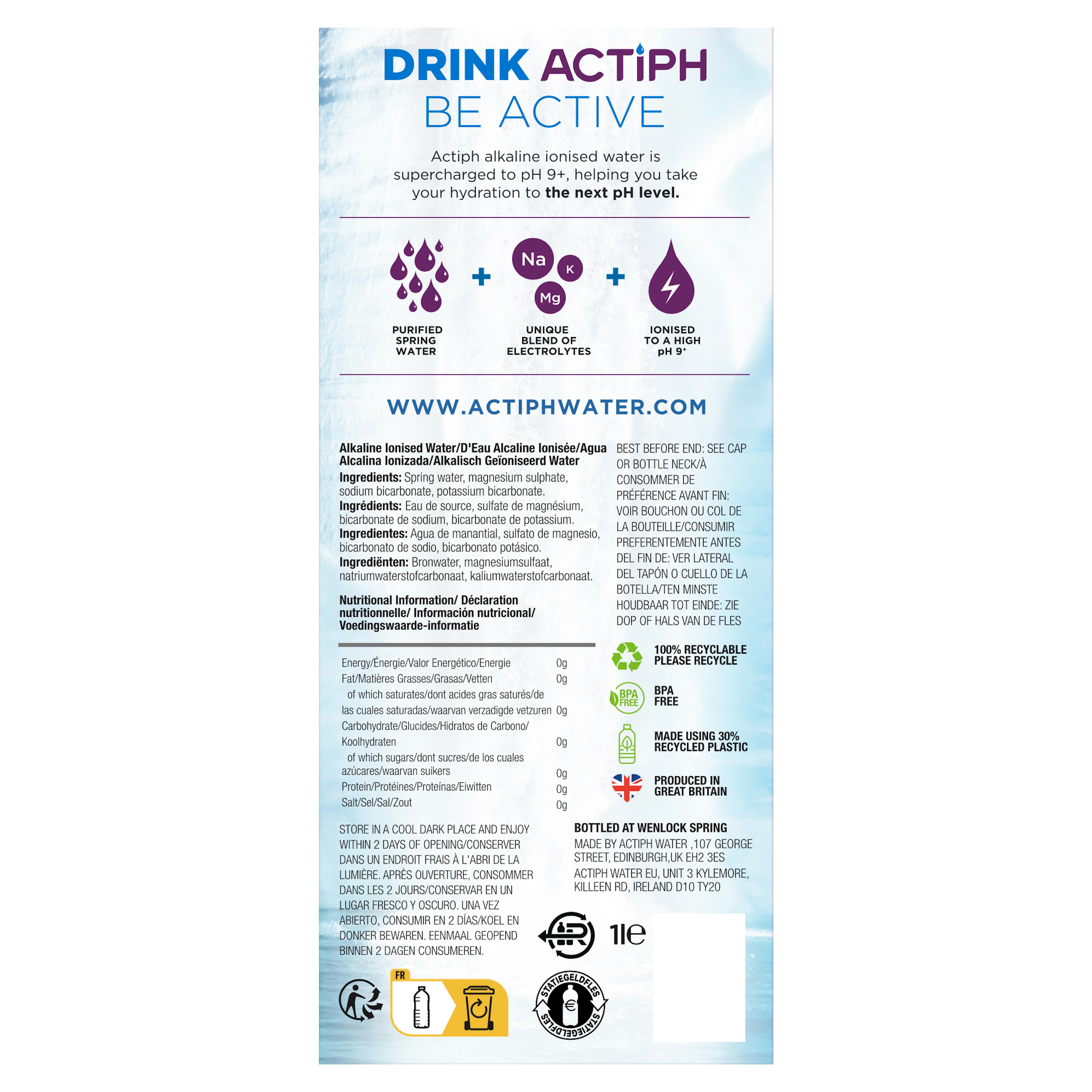 Actiph Alkaline Ionised Water 1L thumbnail 2