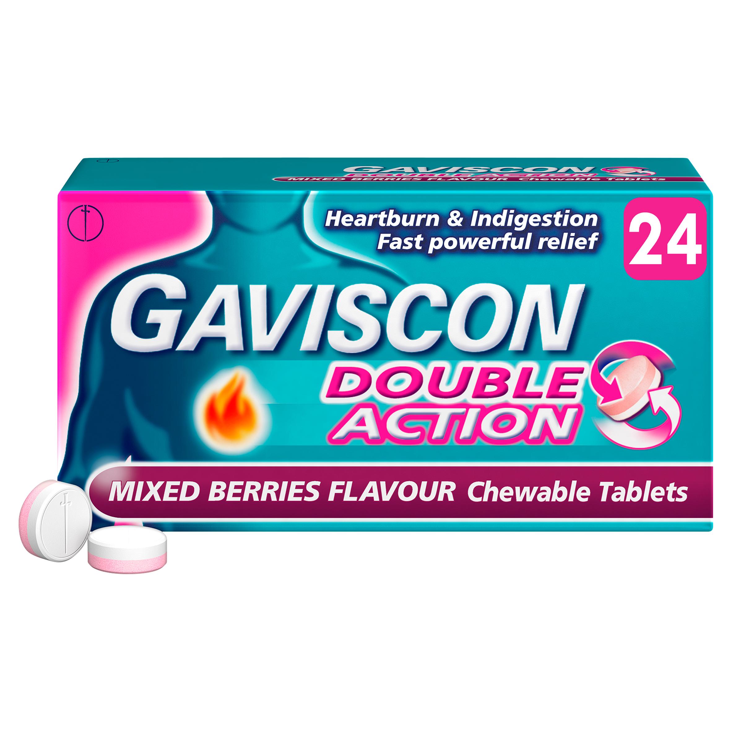 Gaviscon Double Action Heartburn & Indigestion Mixed Berries Tablets x24 thumbnail 2