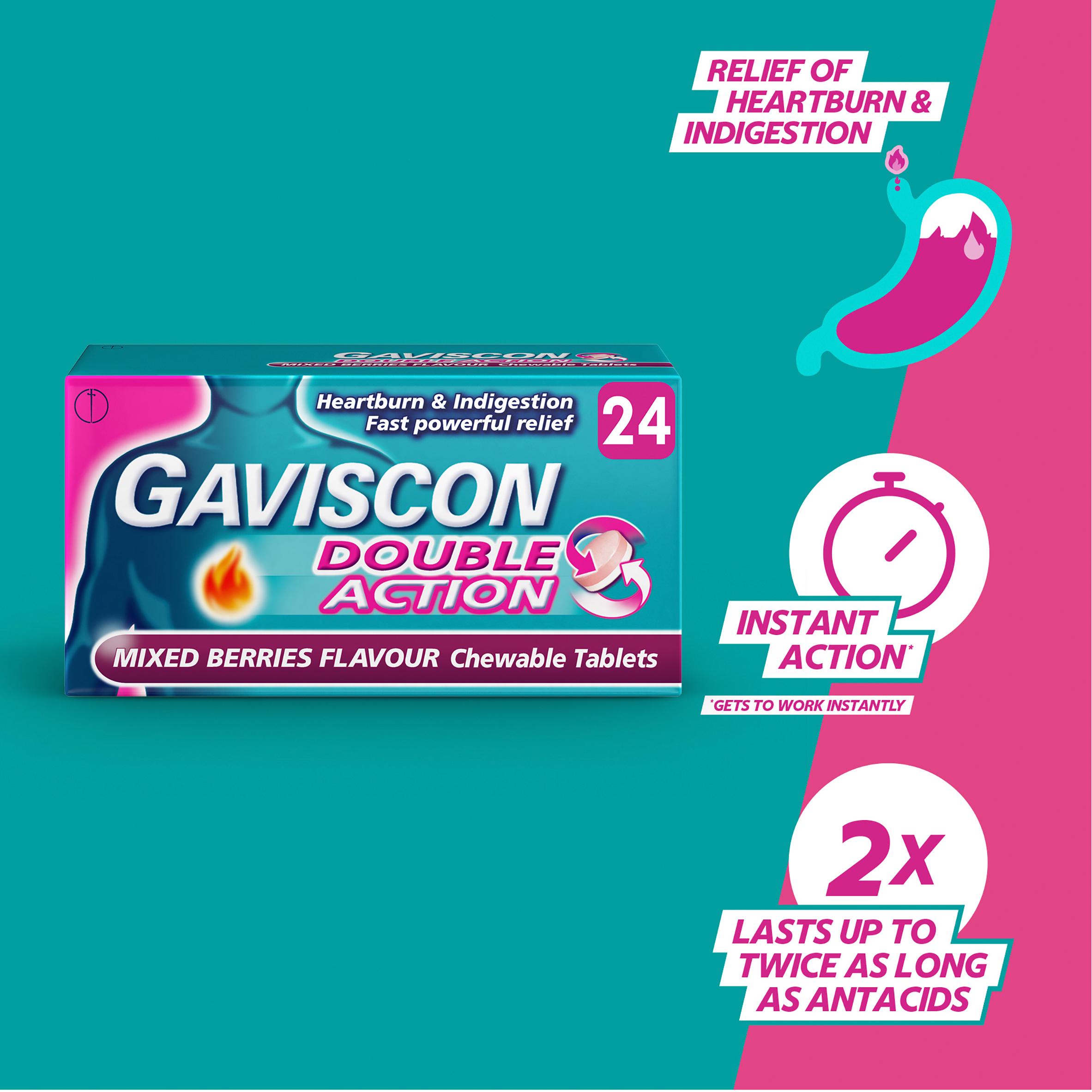 Gaviscon Double Action Heartburn & Indigestion Mixed Berries Tablets x24 thumbnail 4