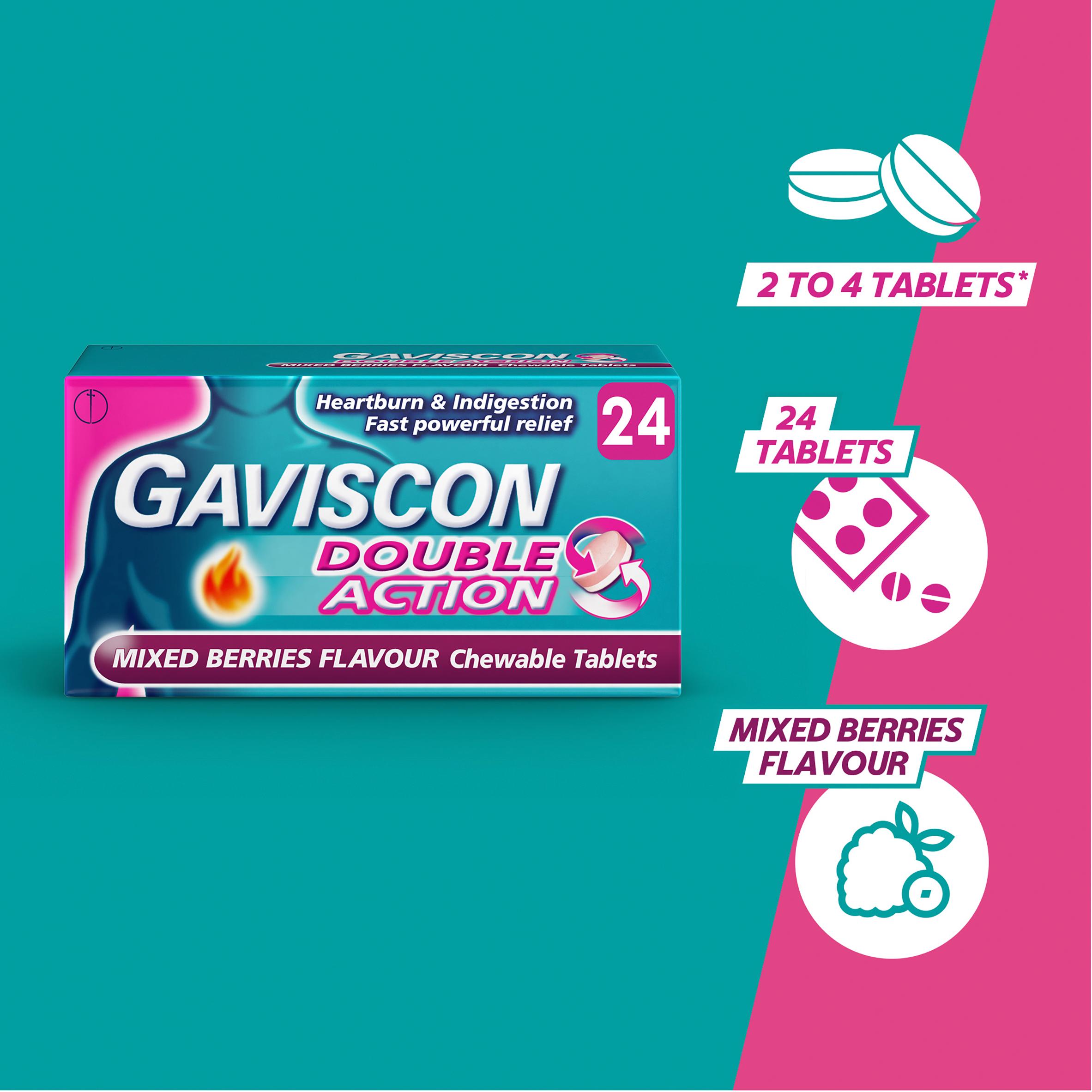 Gaviscon Double Action Heartburn & Indigestion Mixed Berries Tablets x24 thumbnail 5