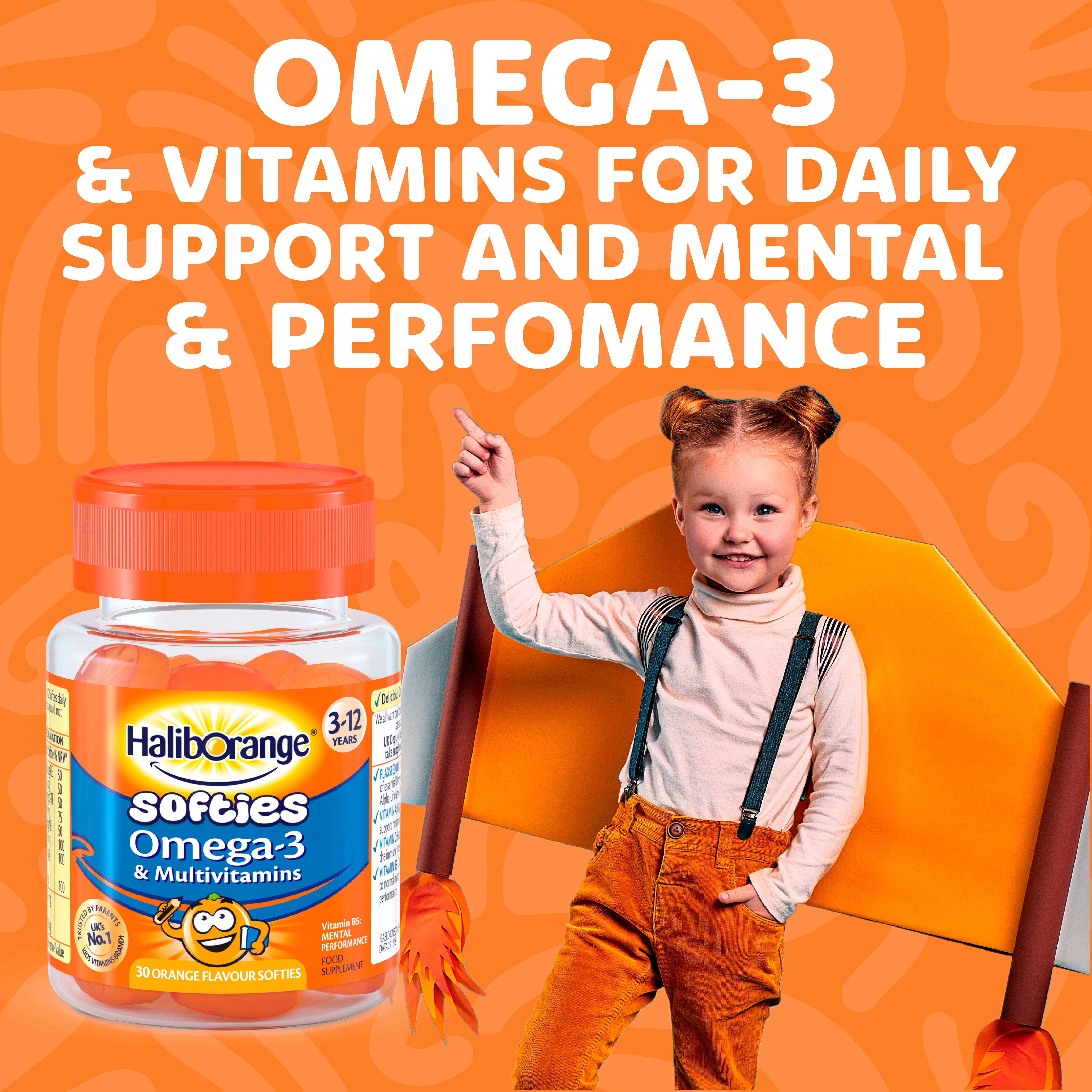 Haliborange Omega 3 & Multivitamins Orange Flavoured Softies, 3-12 Years x60 thumbnail 2