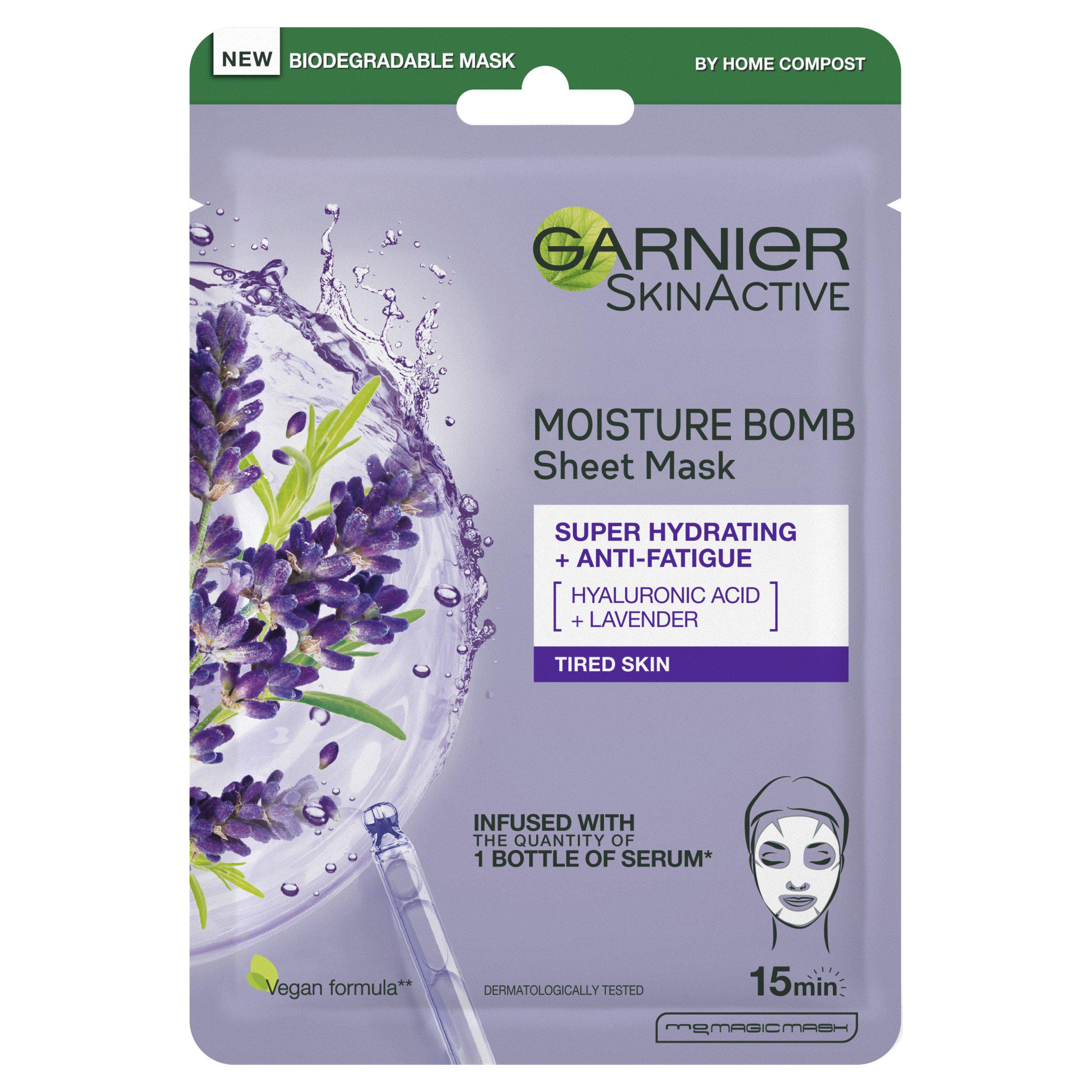 Garnier Fatigued Skin Lavender Hydrating Moisture Bomb Face Sheet Mask 28g