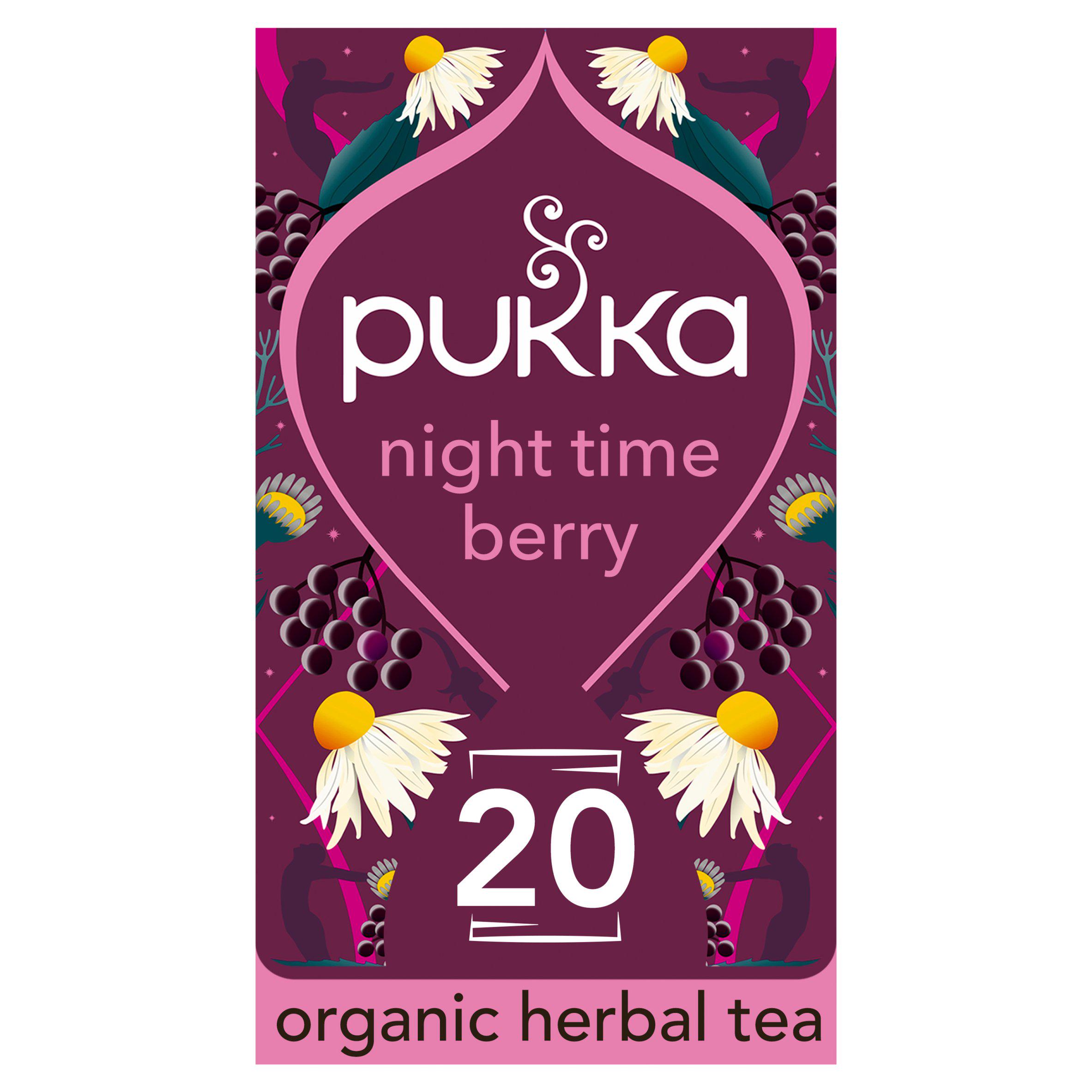 Organic Night Time Berry Herbal Tea 20 Home Compostable Sleep Tea Bags 36g