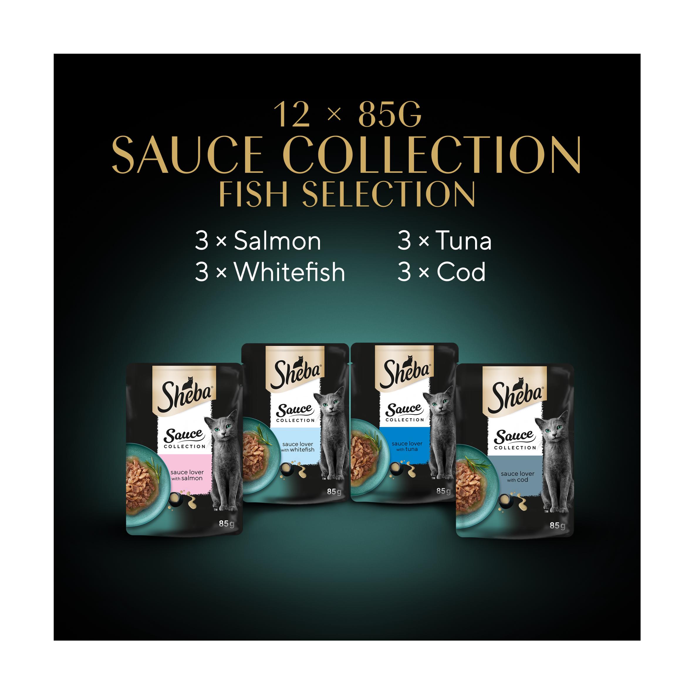 Sheba Sauce Collection Fish Selection Adult Cat Food Pouch 12 x 85g thumbnail 5