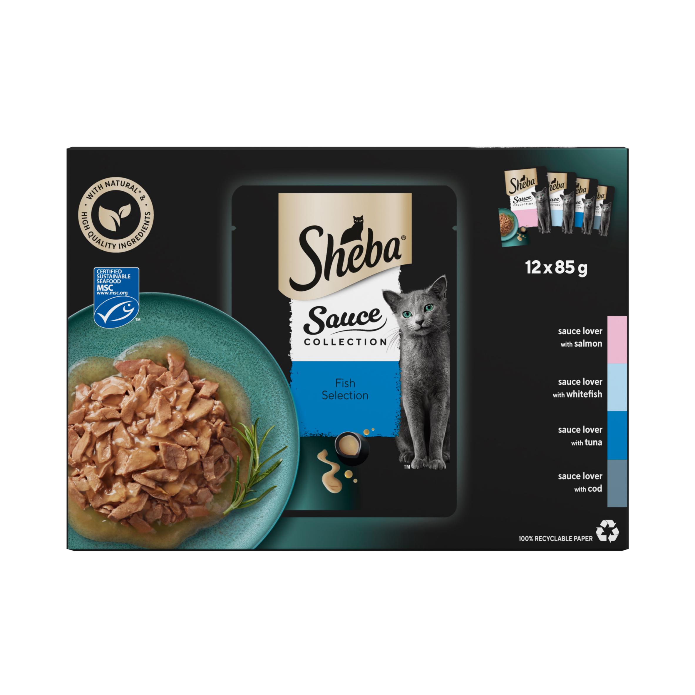 Sheba Sauce Collection Fish Selection Adult Cat Food Pouch 12 x 85g thumbnail 6