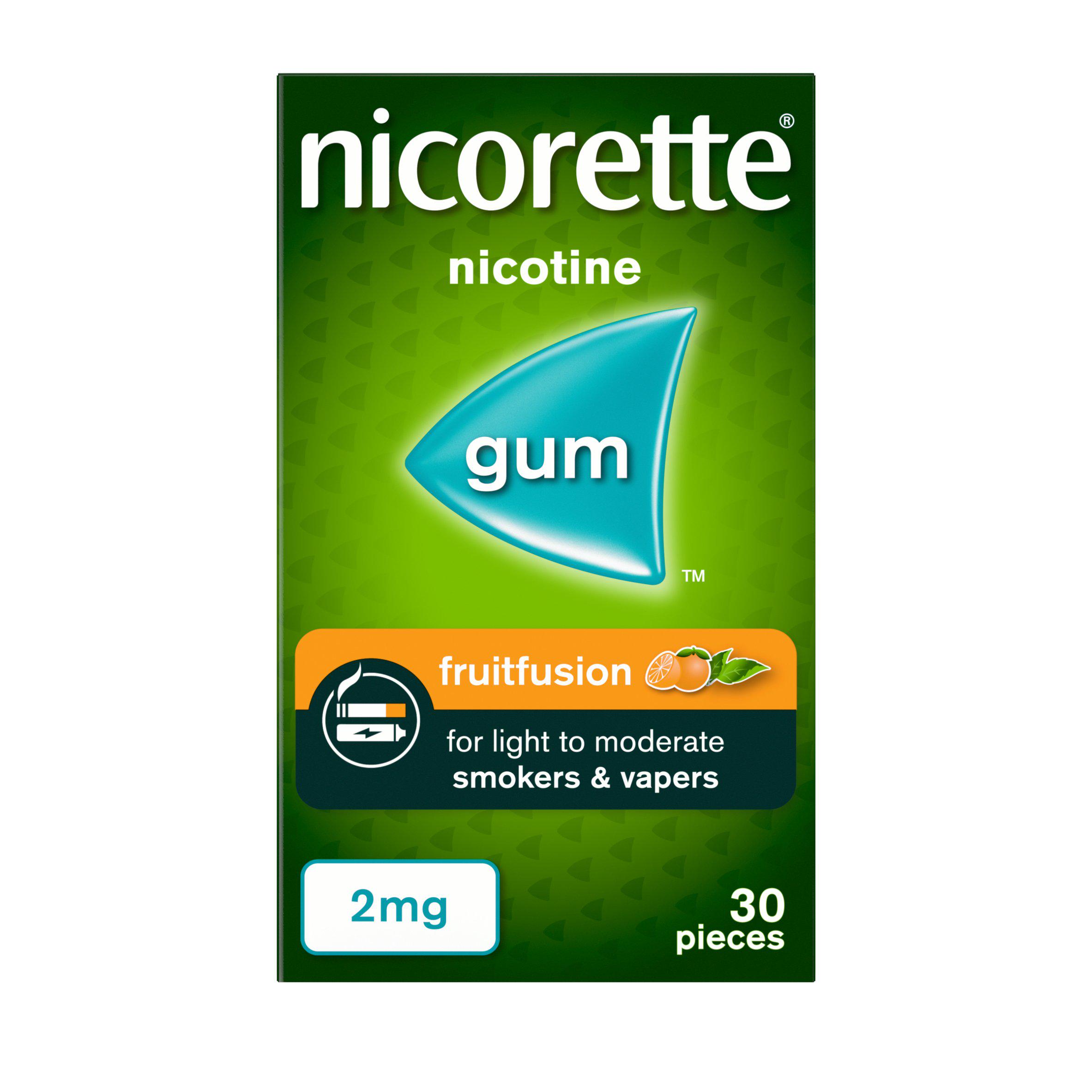 Nicorette Fruitfusion Gum Pieces Quit Smoking Aid x30 2mg