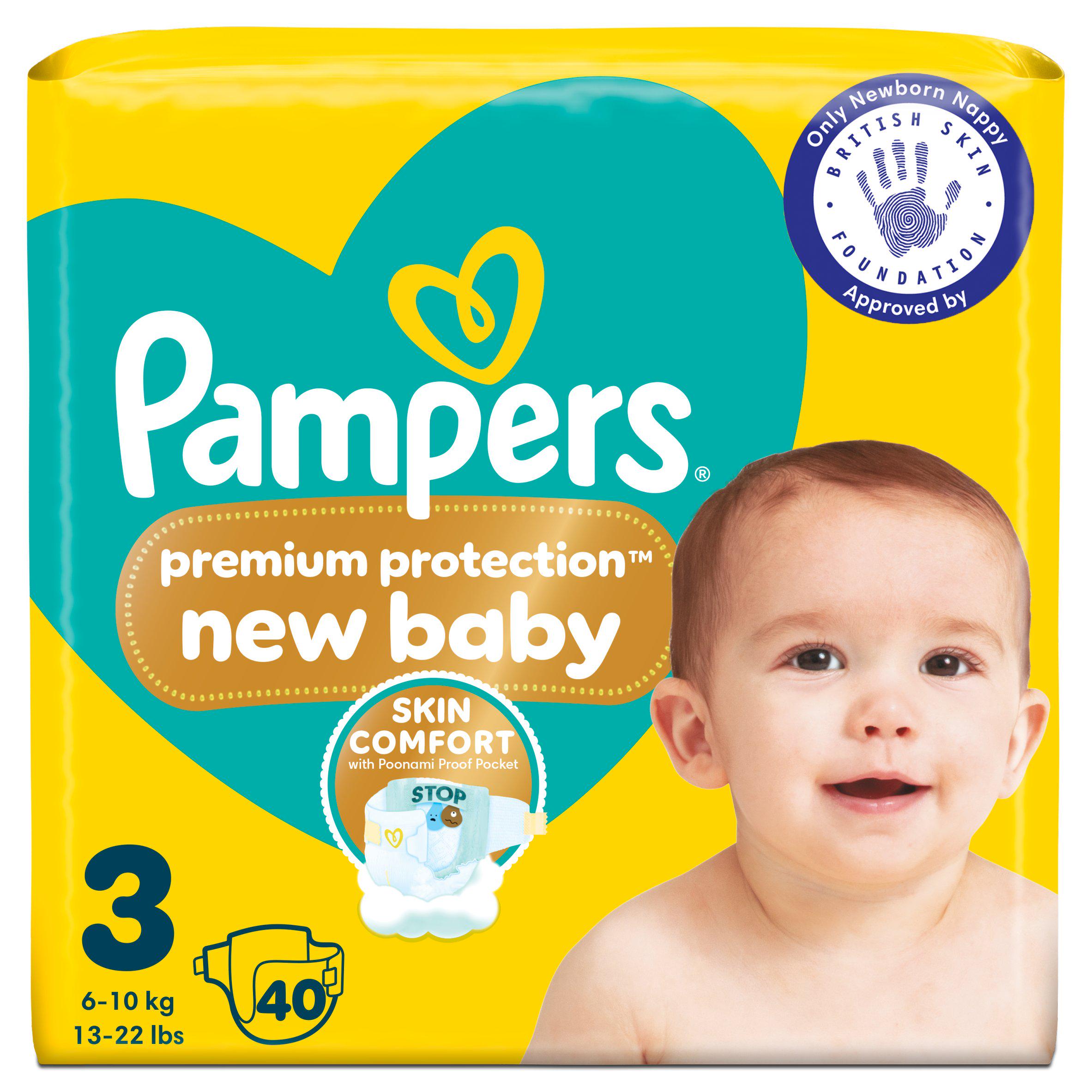 Pampers New Baby Nappies, Size 3 (6-10kg) Essential Pack