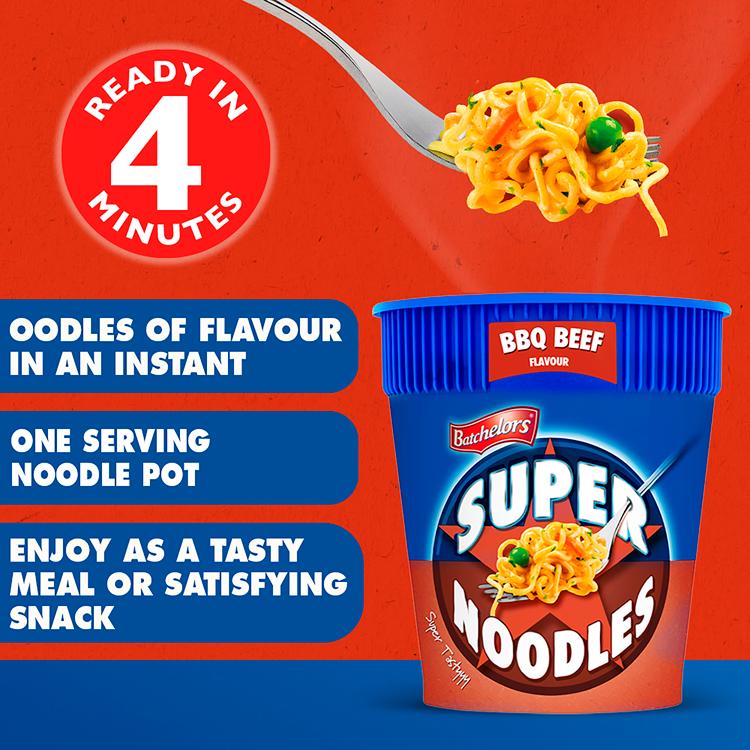 Batchelors Big Super Noodles Pot BBQ Beef Flavour 100g thumbnail 2