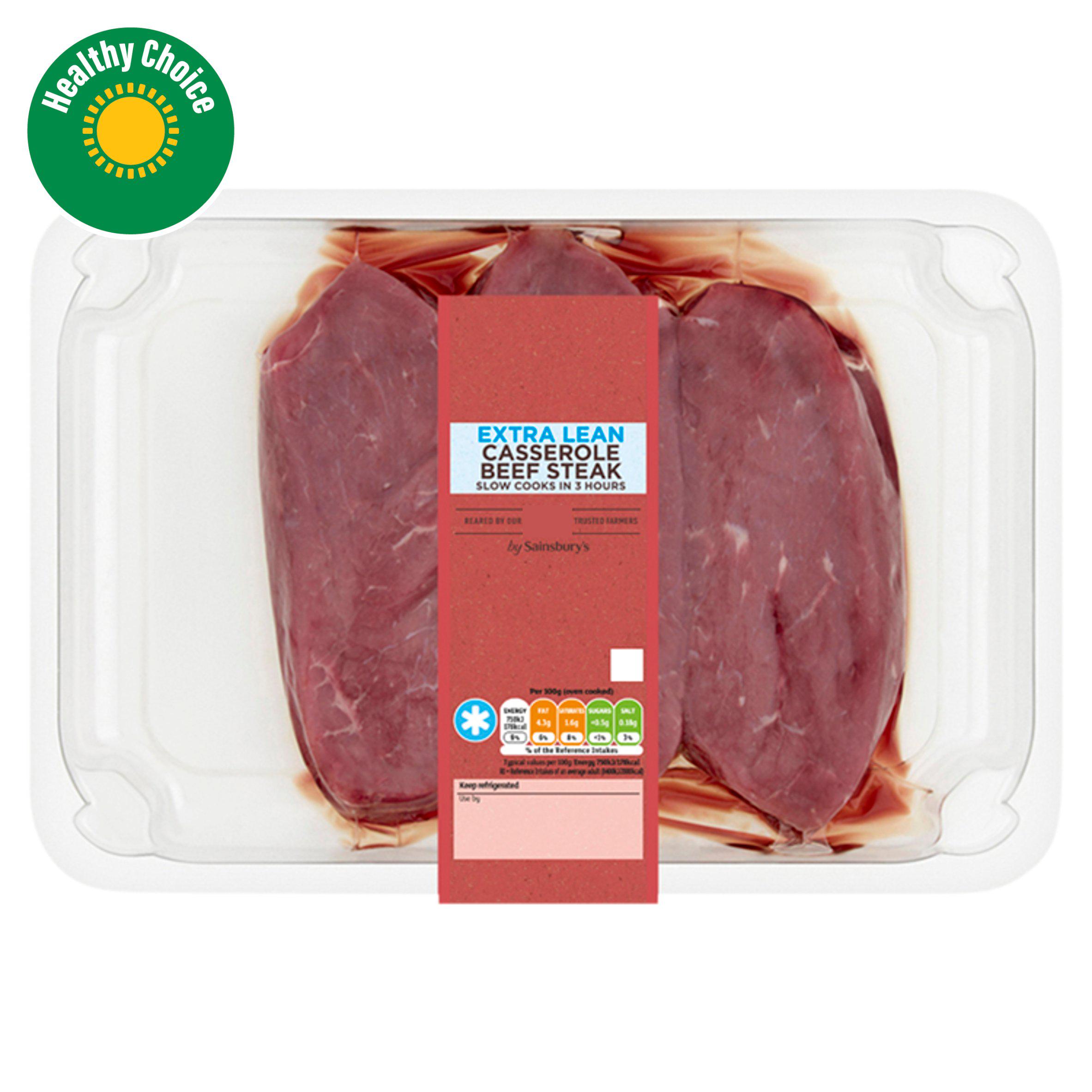 Sainsbury's British or Irish Extra Lean Casserole Steak 500g