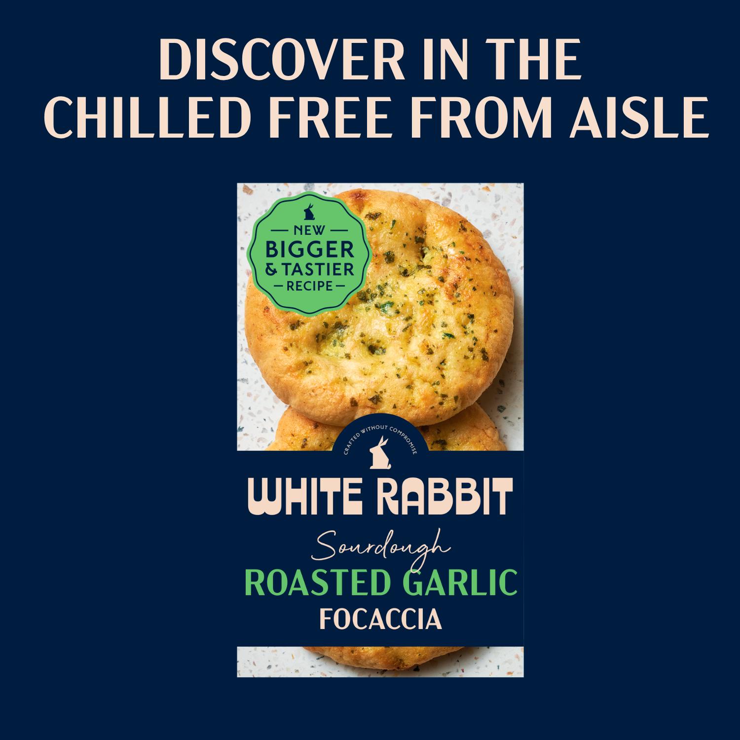 White Rabbit 2 x Gluten Free Sourdough Roasted Garlic Focaccia 125g thumbnail 5