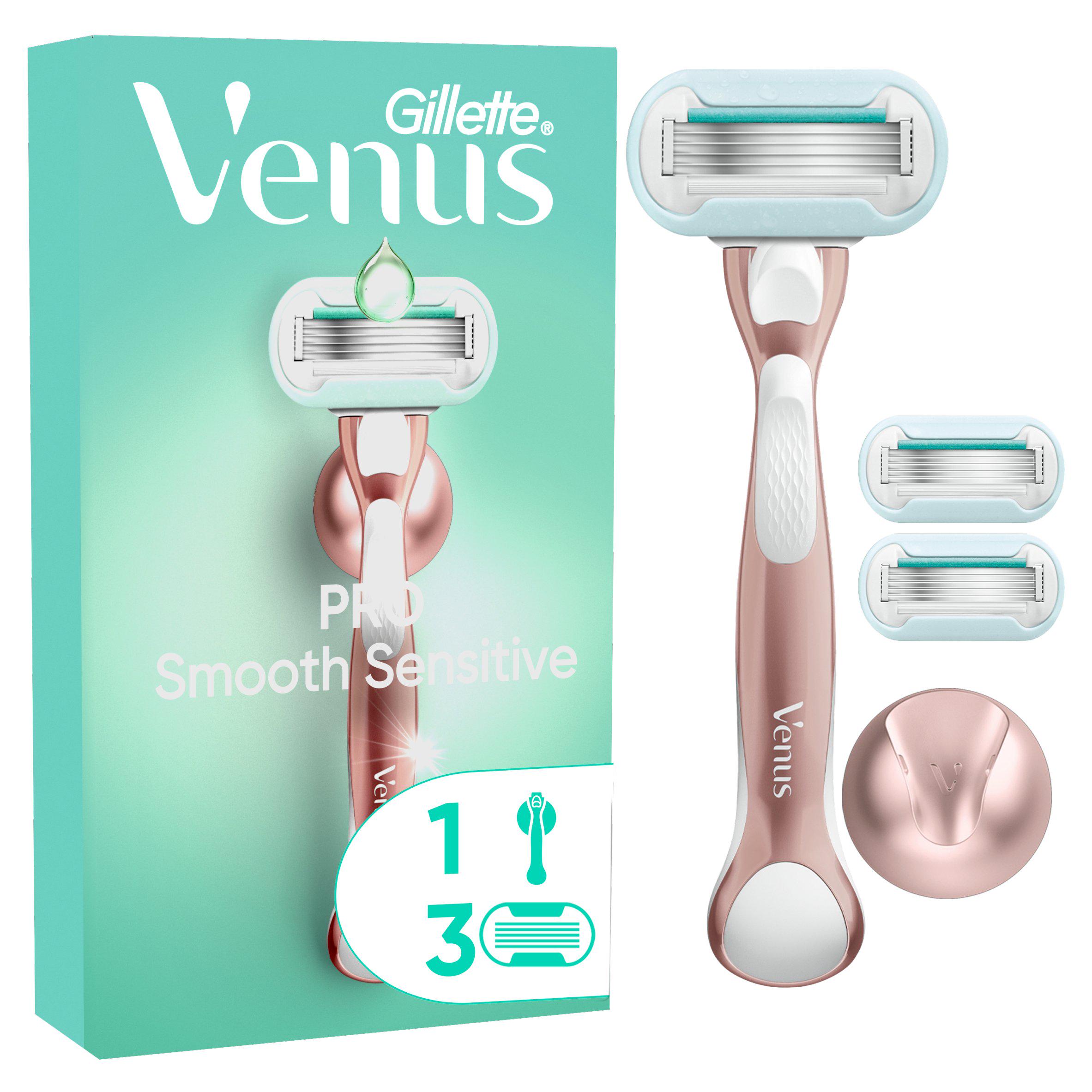 Gillette Venus Deluxe Smooth Sensitive Rose gold Razor + 3 Blades