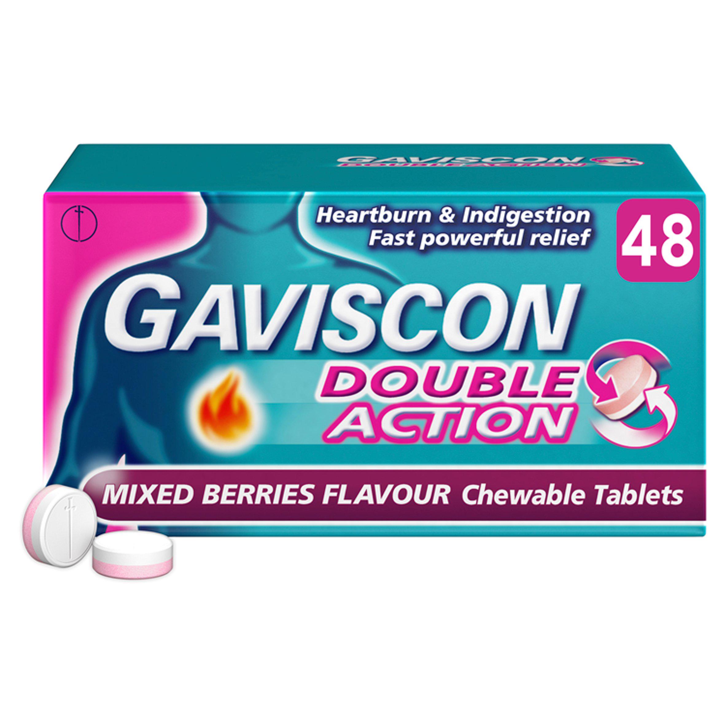 Gaviscon Double Action Tabs Heartburn Indigestion Mixed Berry
