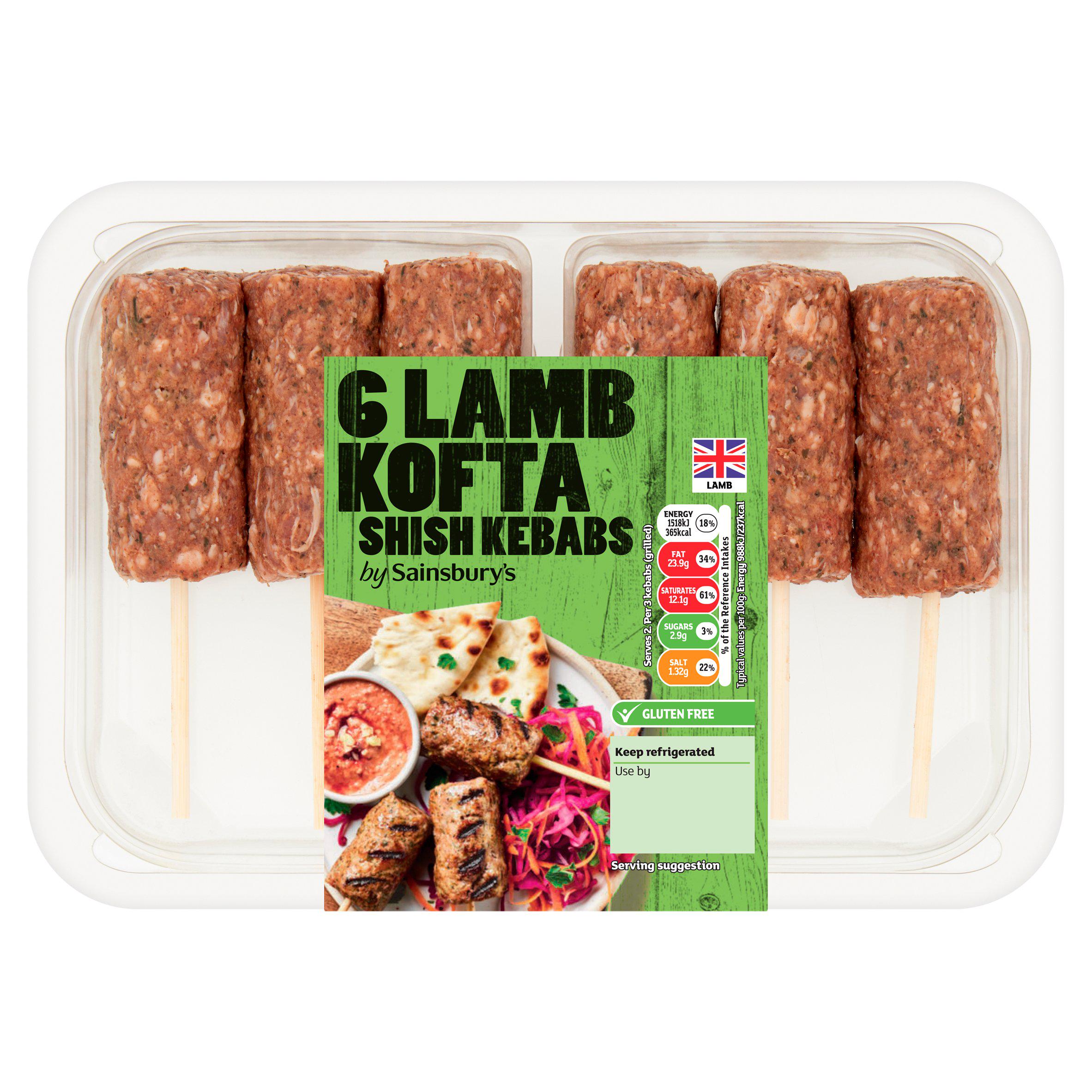 Sainsbury's 6 x Lamb Kofta Shish Kebabs 360g