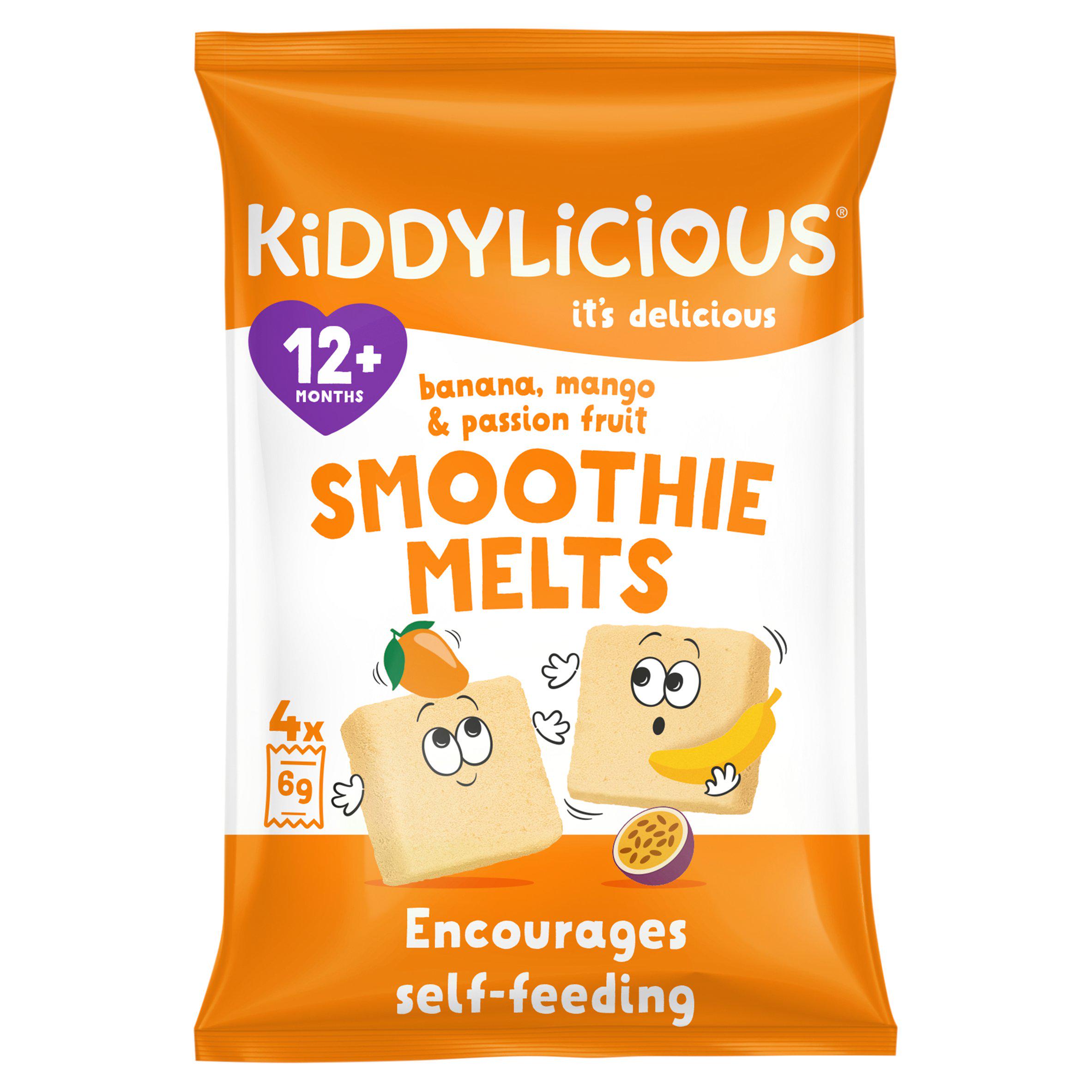 Kiddylicious Banana, Mango & Passionfruit Smoothie Melts Baby Snacks 4x6g