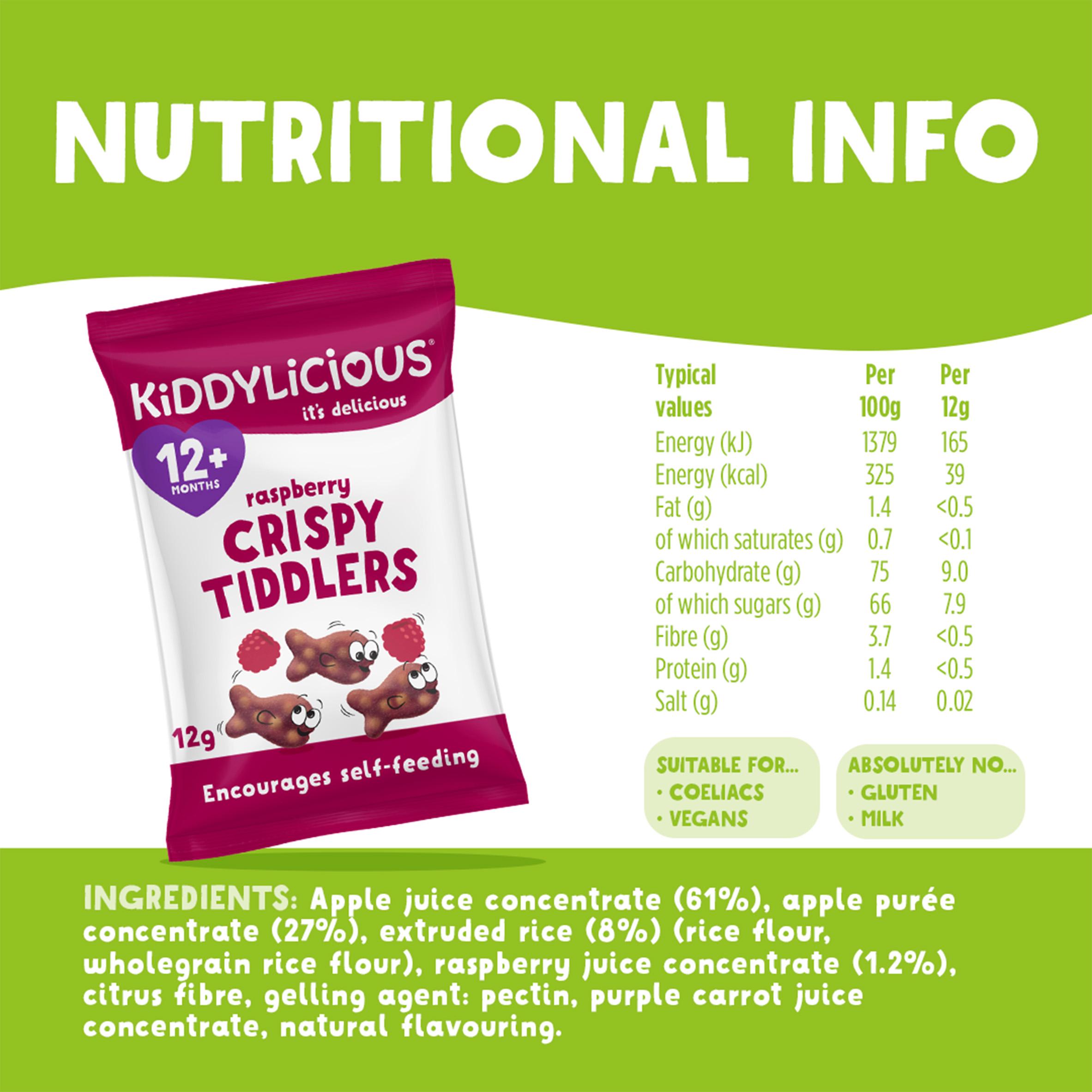 Kiddylicious Raspberry Crispy Tiddlers Baby Snacks 12g thumbnail 3