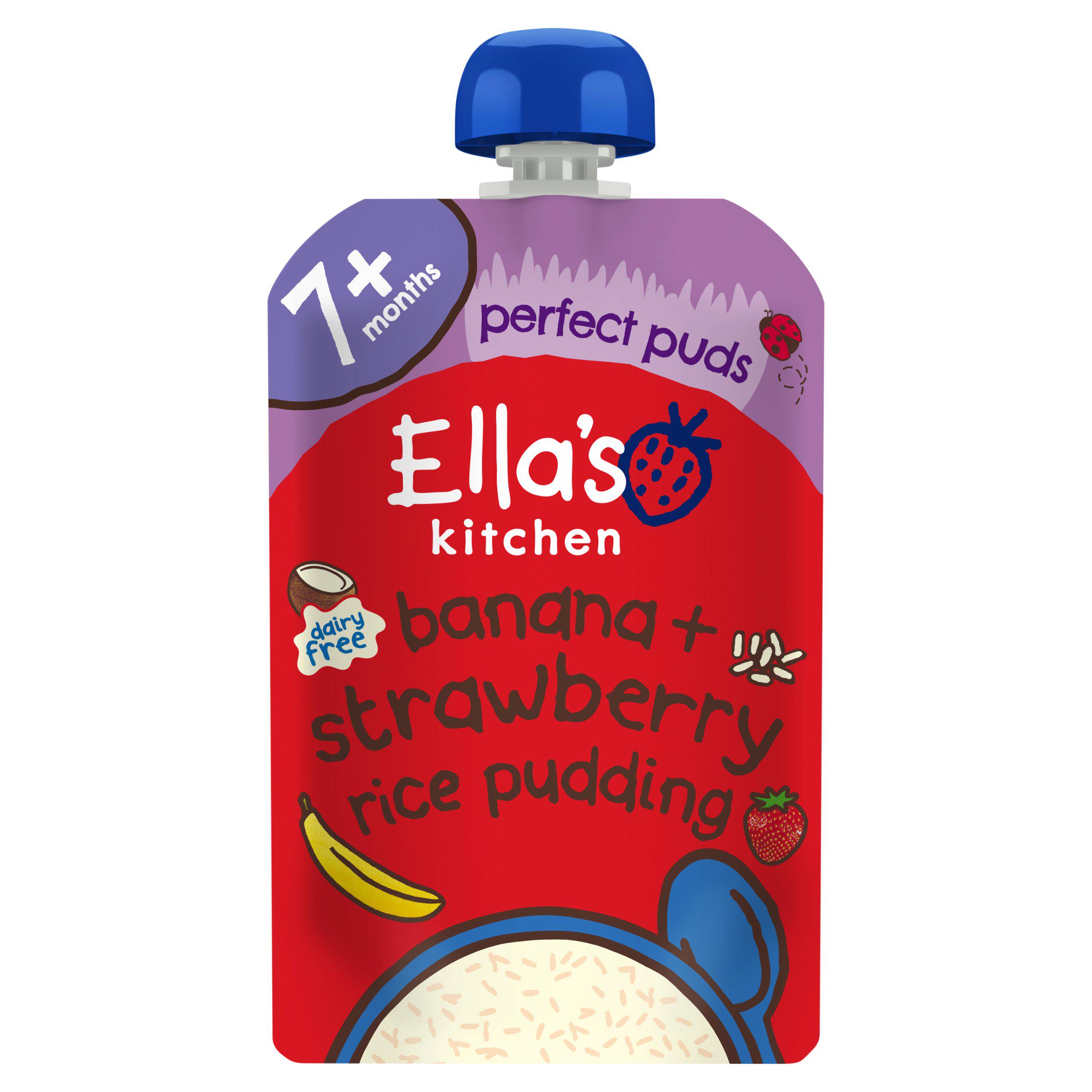 Ella's Kitchen Organic Dairy Free Rice Pudding with Bananas and Strawberries Baby Food Pouch 7+ Months