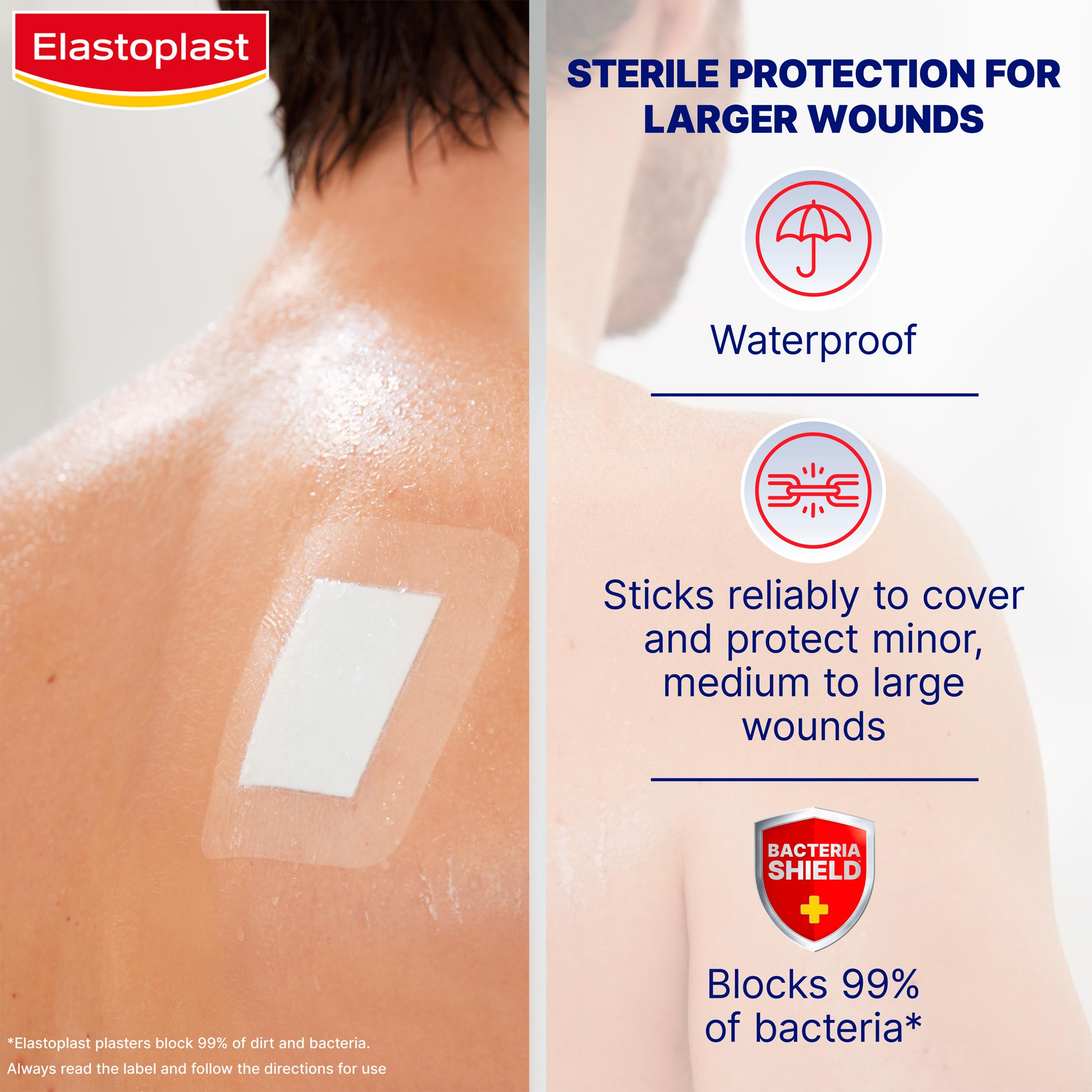 Elastoplast Antibacterial XXL Waterproof Dressings x5 thumbnail 2