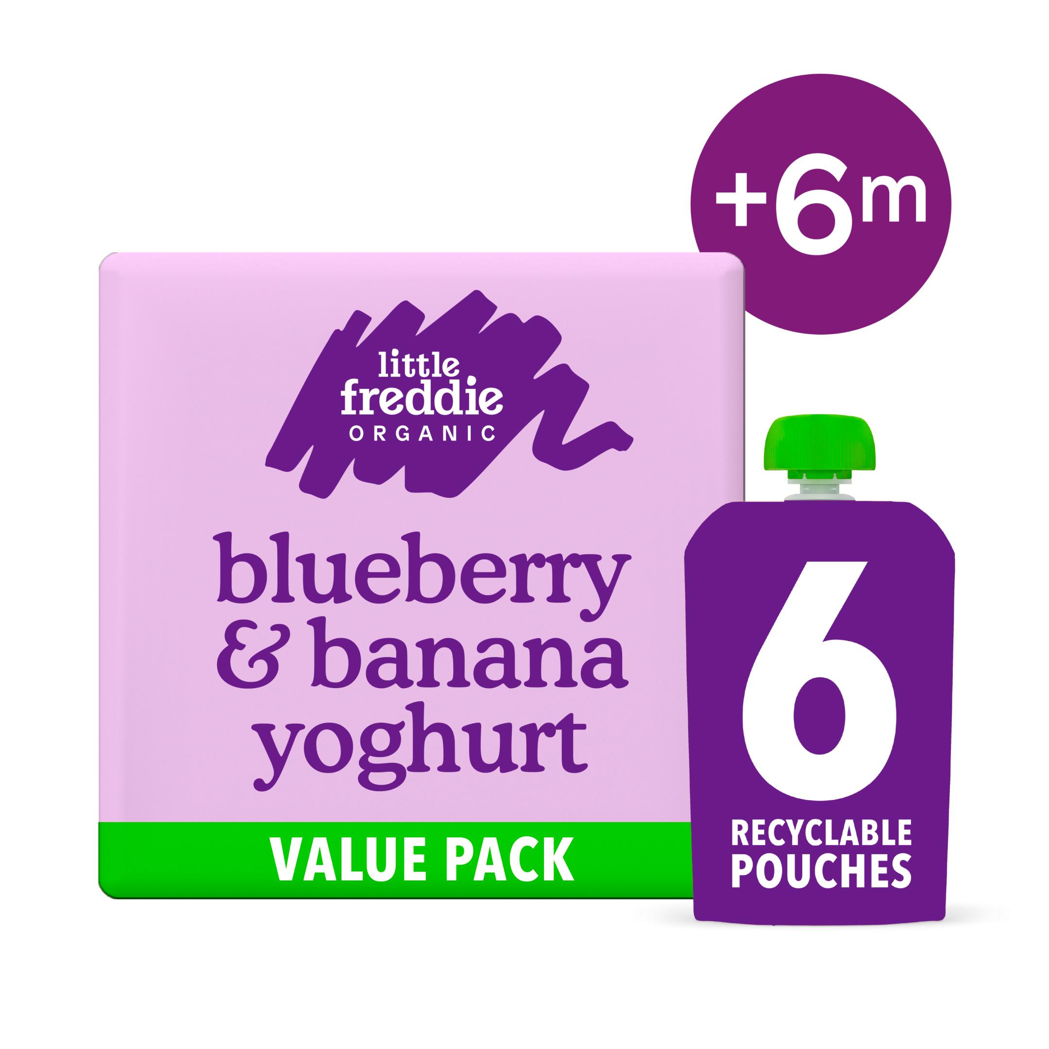 Little Freddie Organic Blueberry & Banana Yoghurt Baby Food Pouch Multipack 6+ Months 6 x 100g thumbnail 2