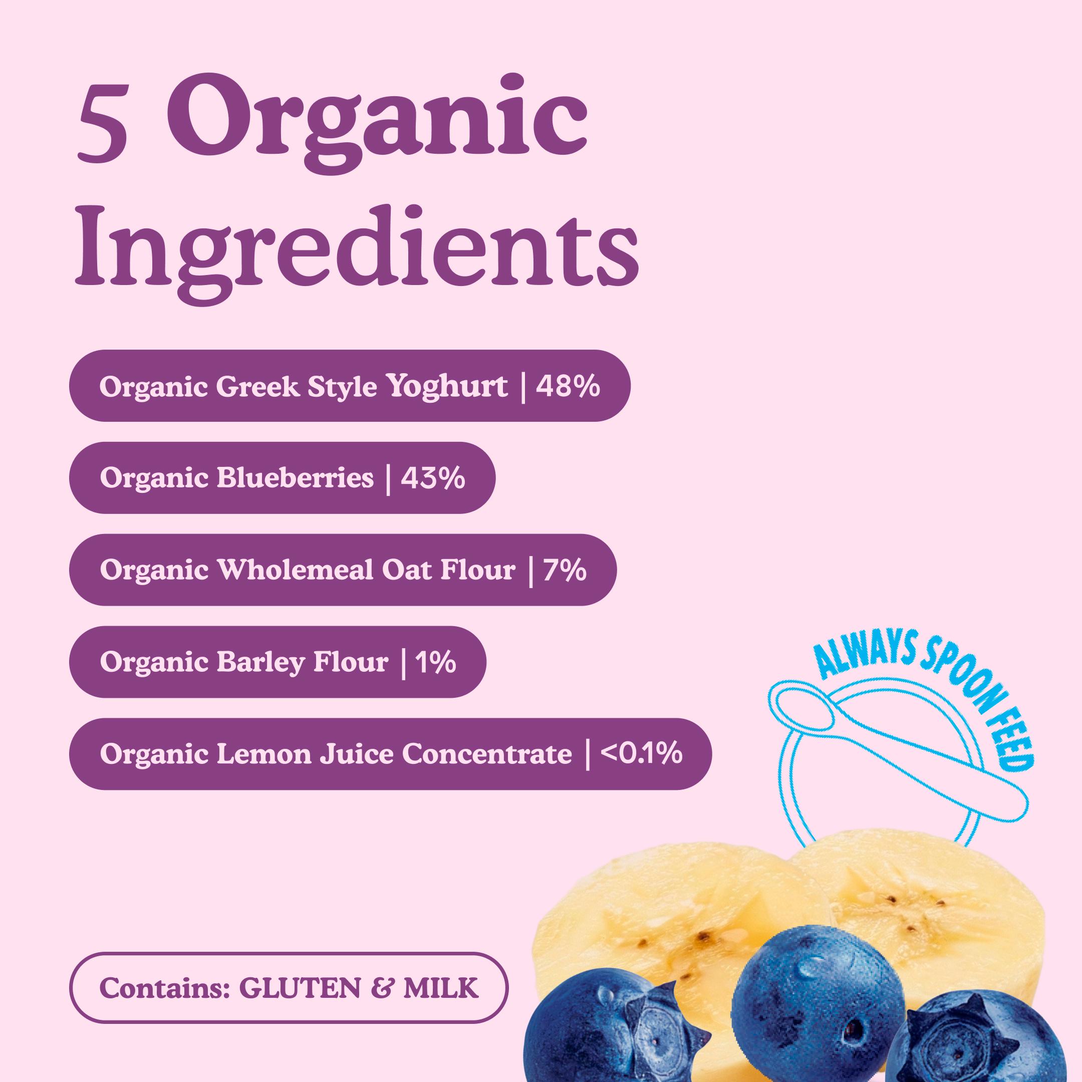 Little Freddie Organic Blueberry & Banana Yoghurt Baby Food Pouch Multipack 6+ Months 6 x 100g thumbnail 3