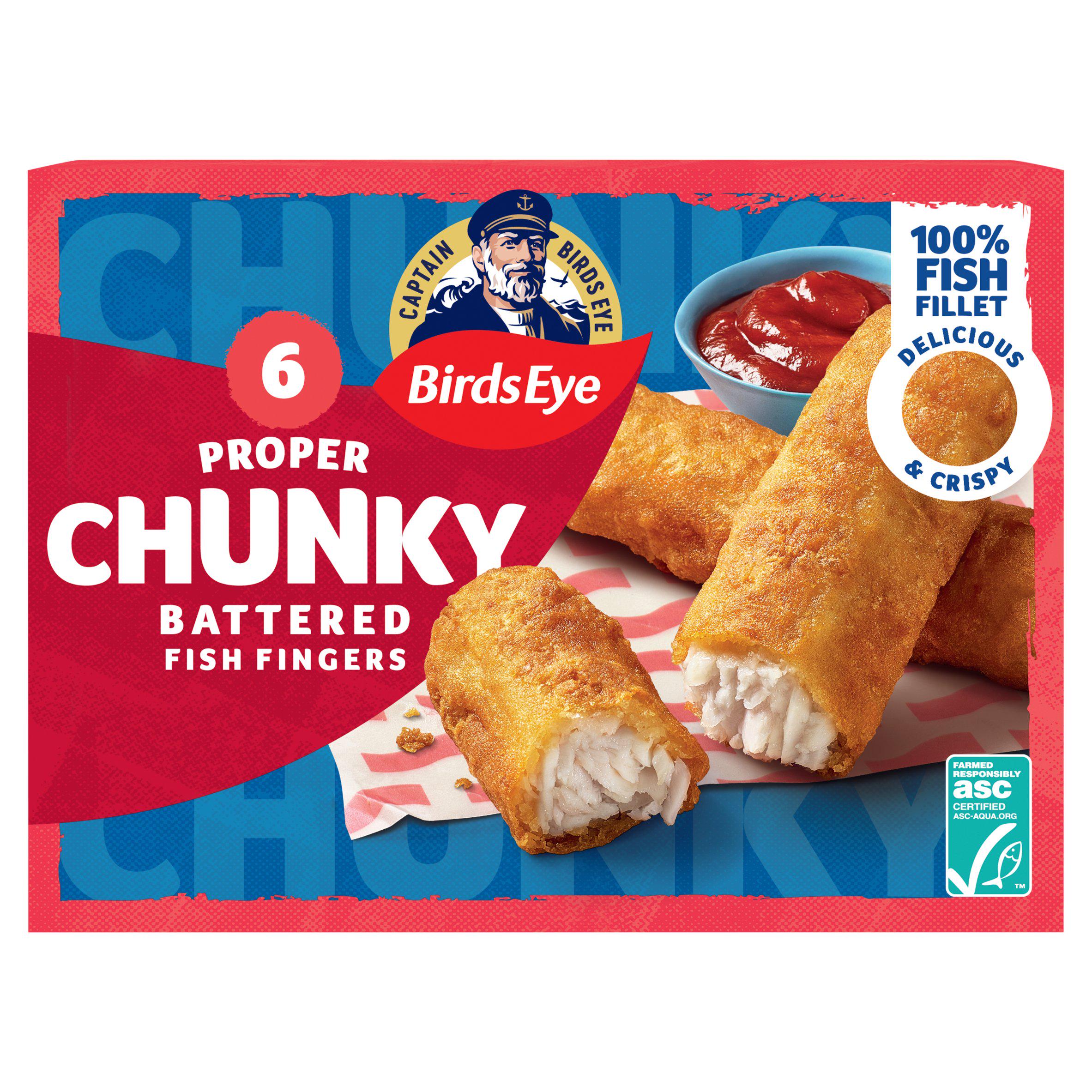 Birds Eye 6 ASC Chunky Crispy Battered Fish Fingers