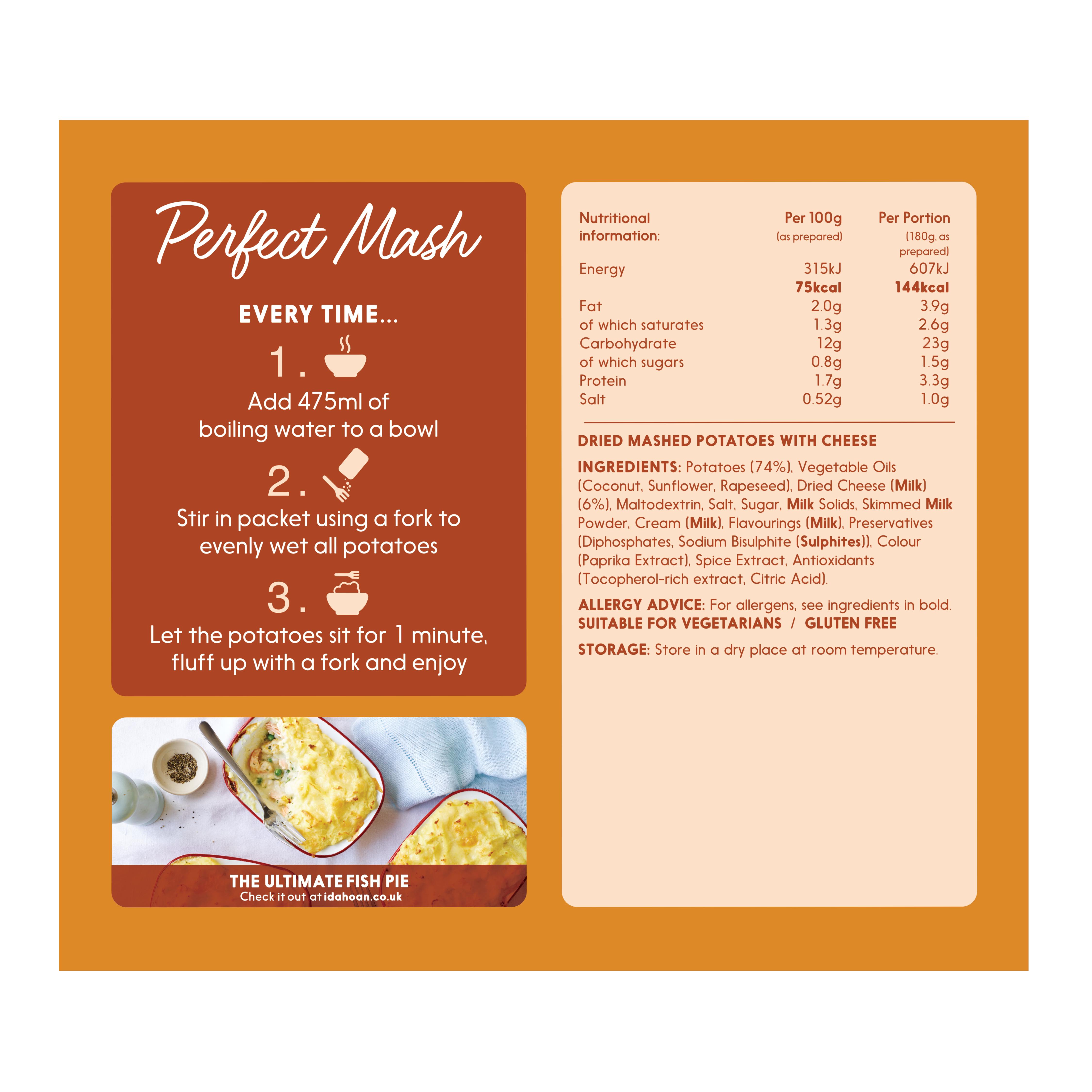 Idahoan Perfect Mash Cheddar Cheese Flavoured 109g thumbnail 2