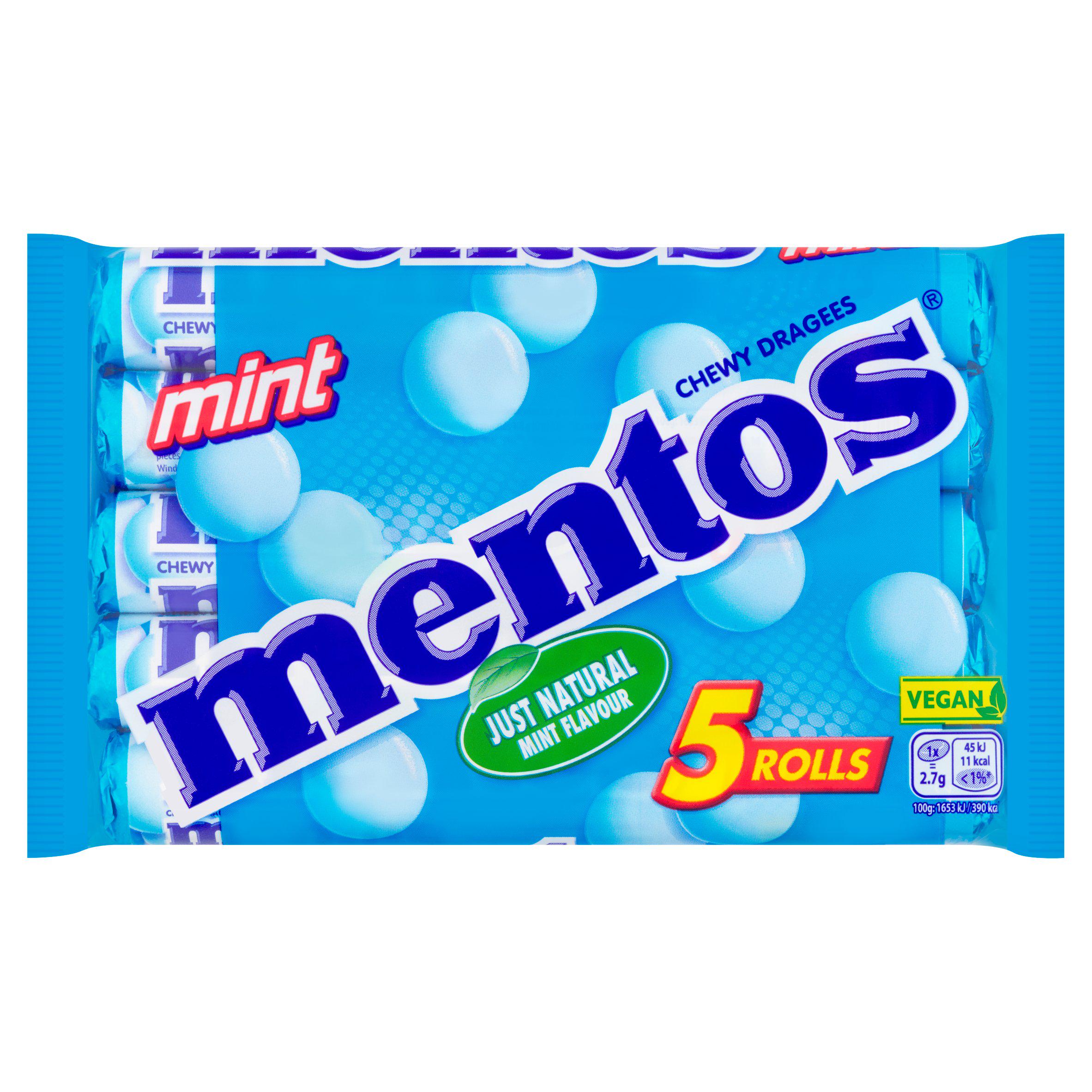 Mentos Chewy Dragees Mint Rolls 5x38g