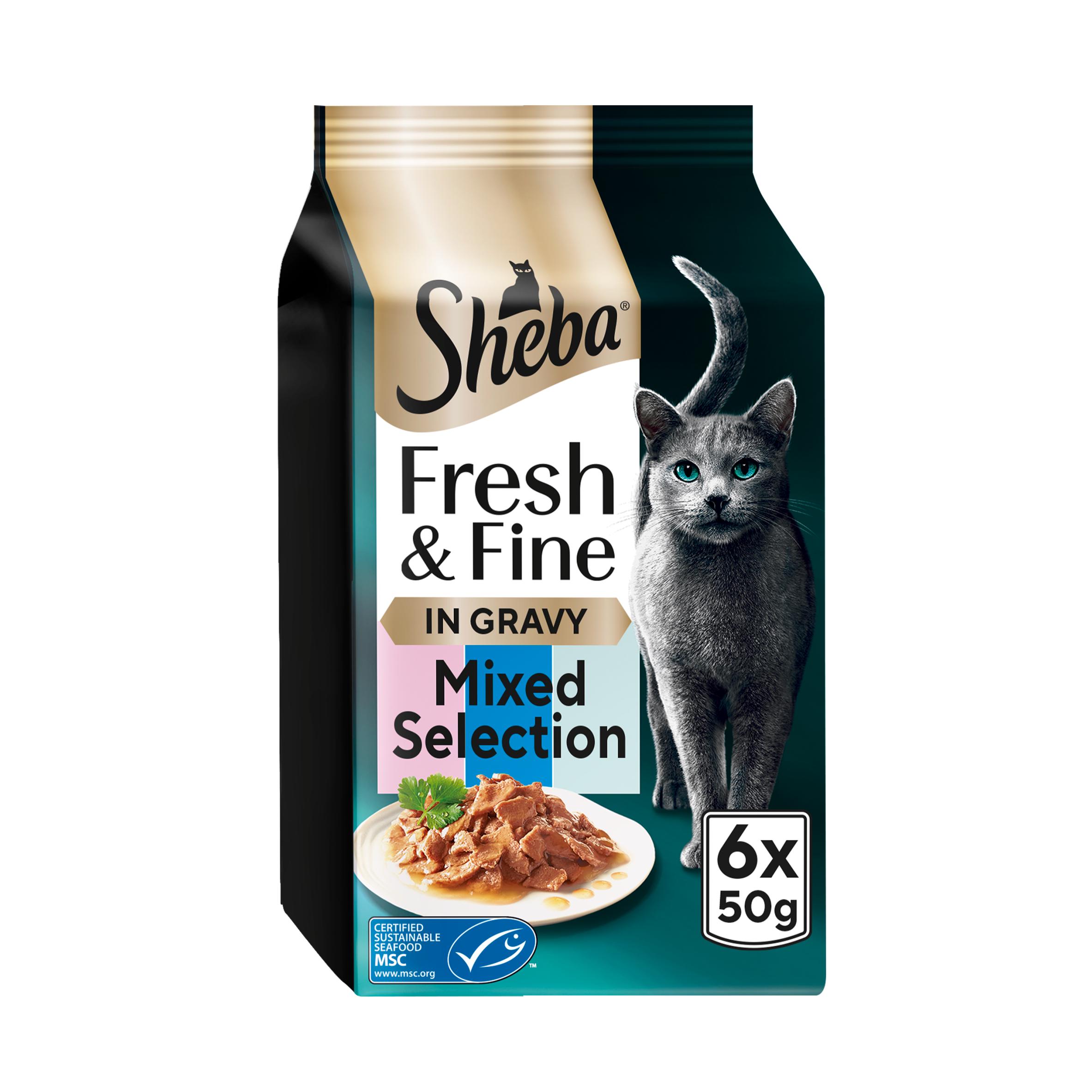 Sheba Fresh & Fine Salmon & Tuna in Gravy Wet Cat Food Pouches 6 x 50g thumbnail 3