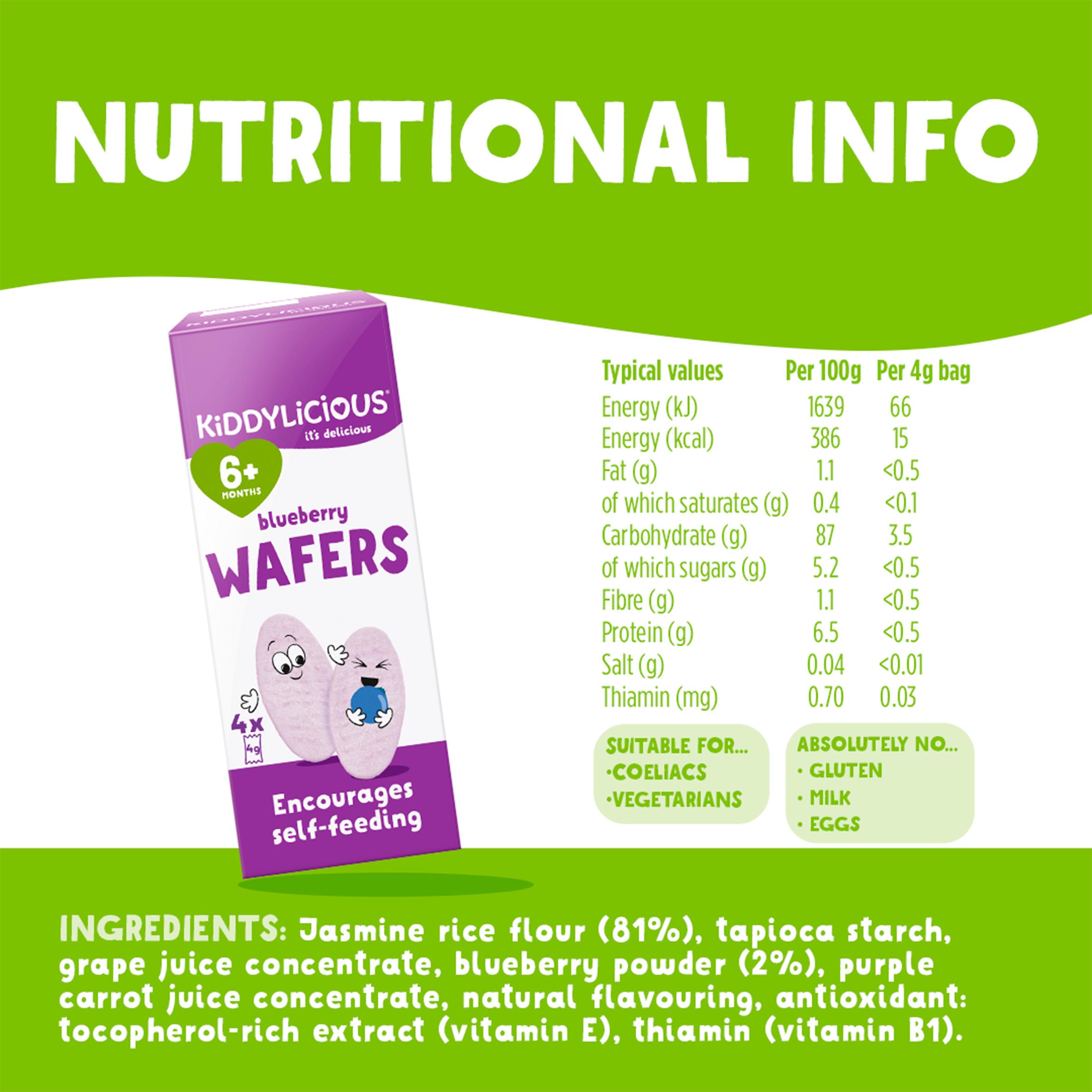Kiddylicious Blueberry Mini Wafers Baby Snacks 4x4g thumbnail 3