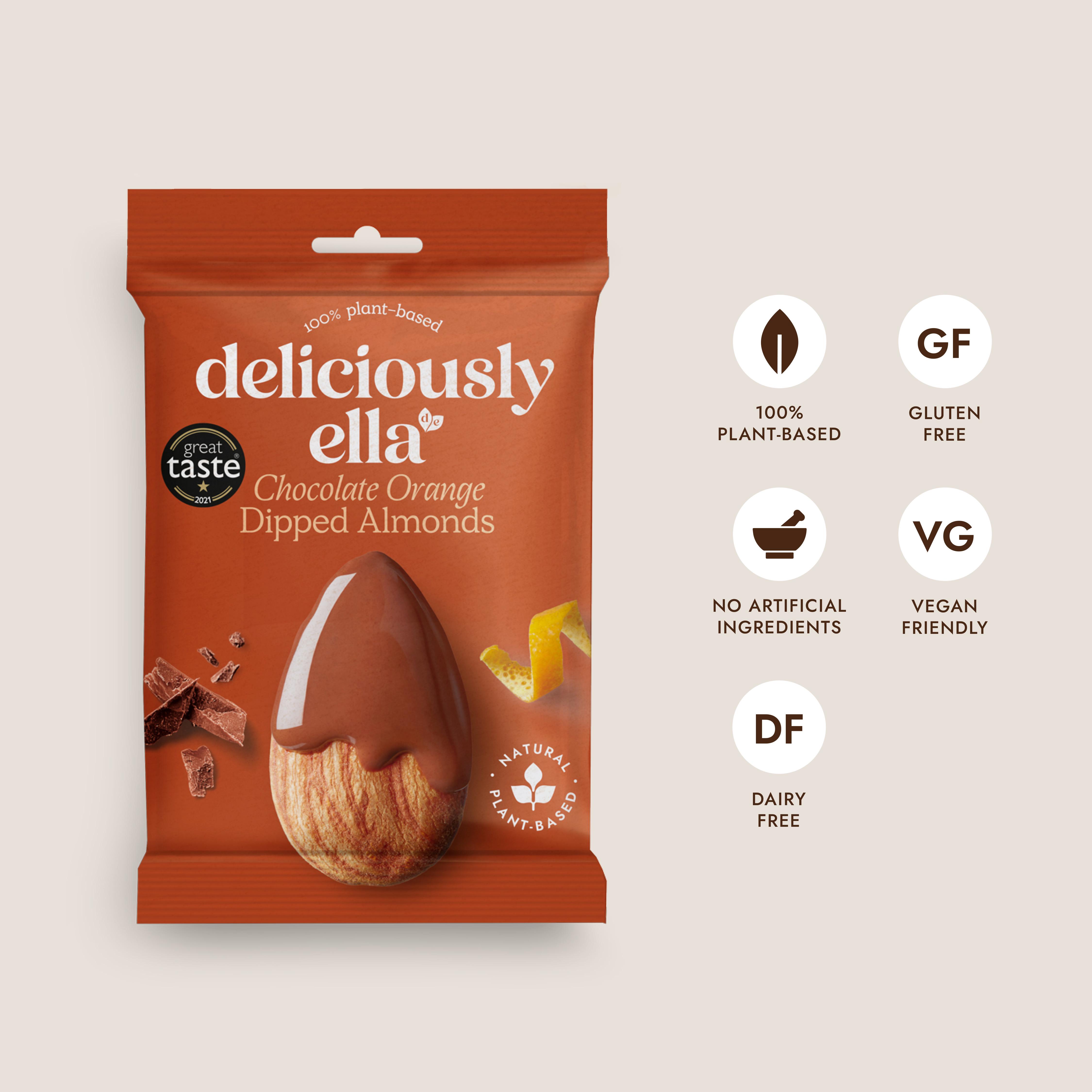Deliciously Ella 27g Chocolate Orange Dipped Almond Snack thumbnail 2