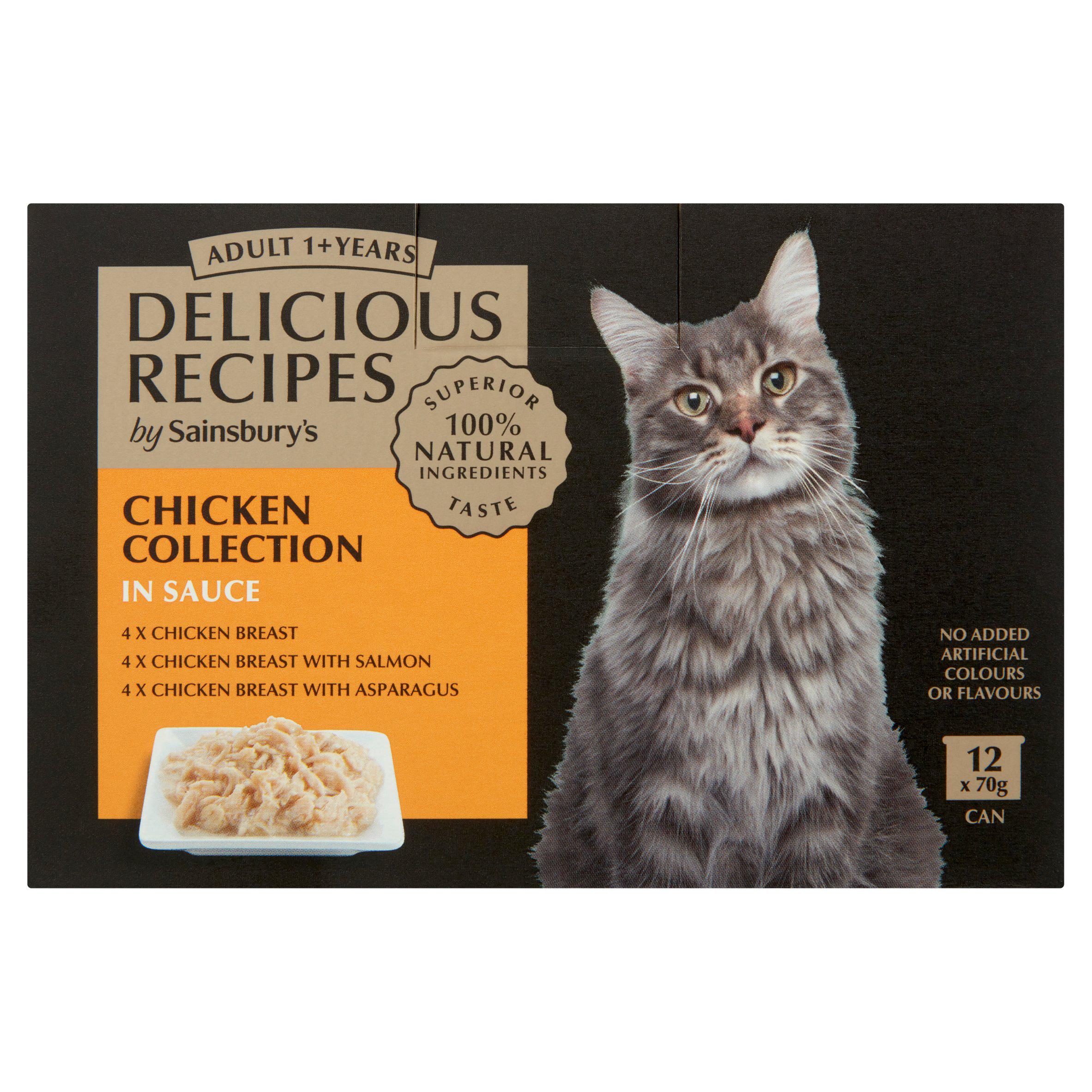 Sainsbury's Delicious Recipes Chicken Collection in Sauce 1+ Years Adult Cat Food 12 x 70g