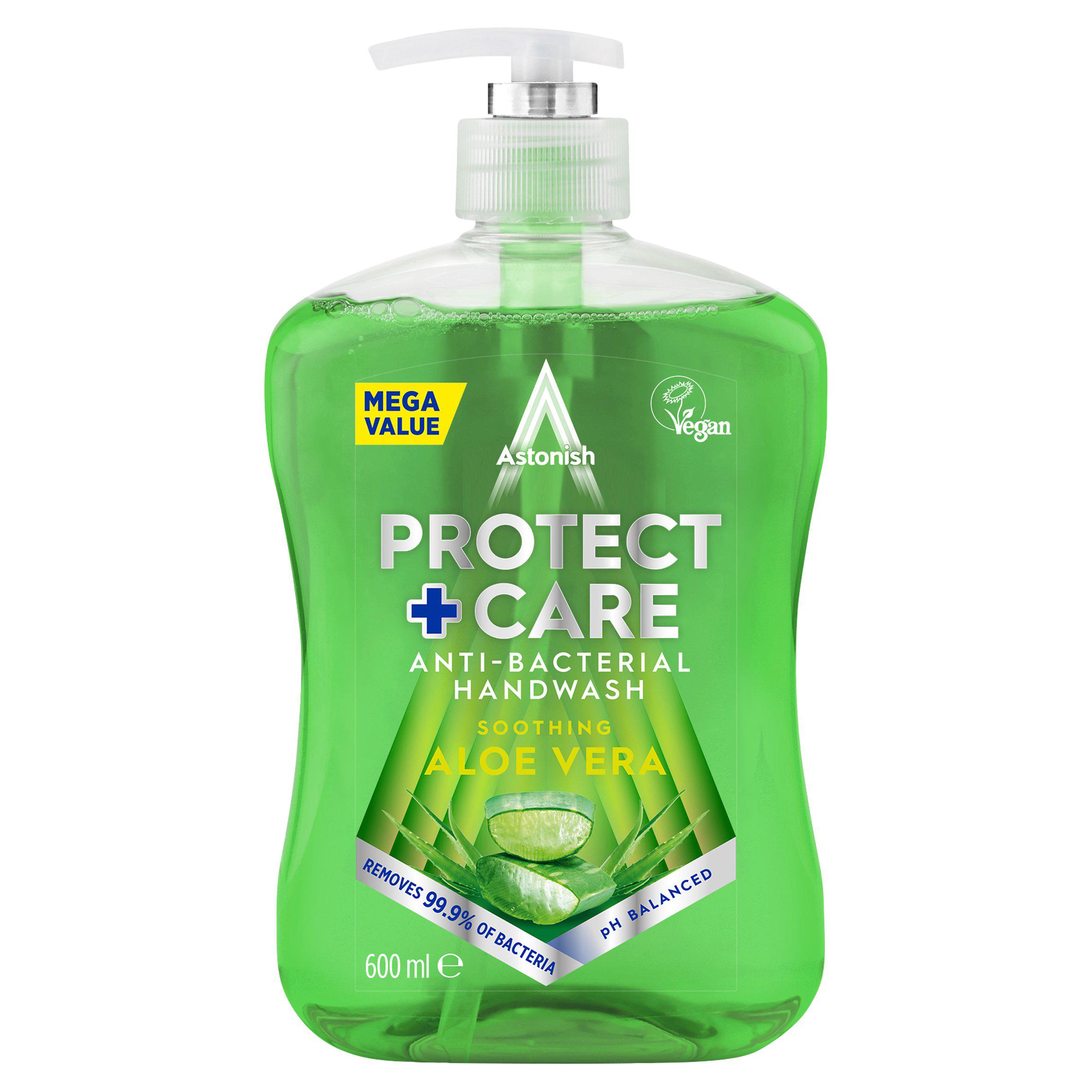 Astonish 600ml Protect + Care Aloe Vera Anti Bacterial Handwash