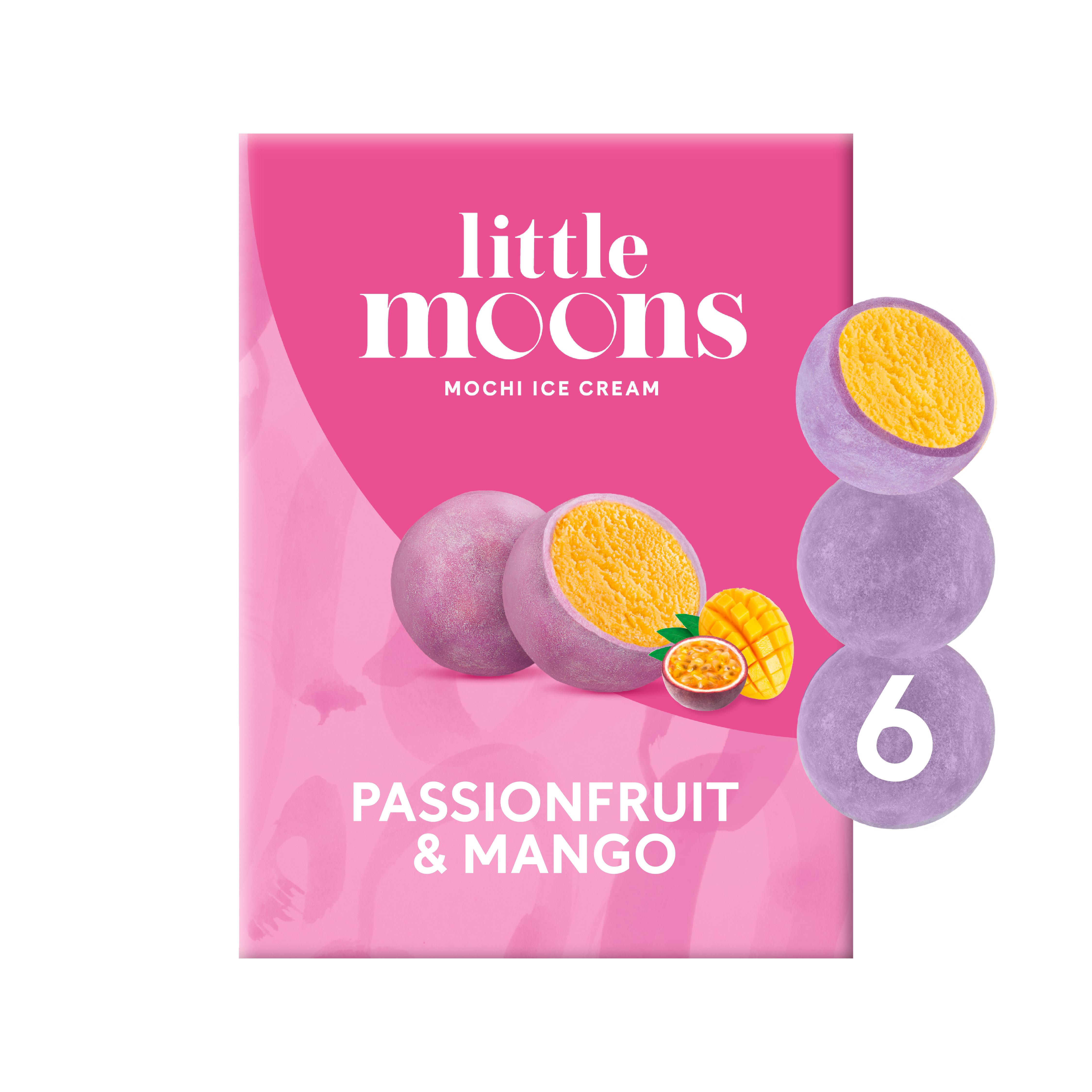 Little Moons Vegan Passionfruit & Mango Mochi Ice Cream Frozen Snack 6 x 32g thumbnail 2