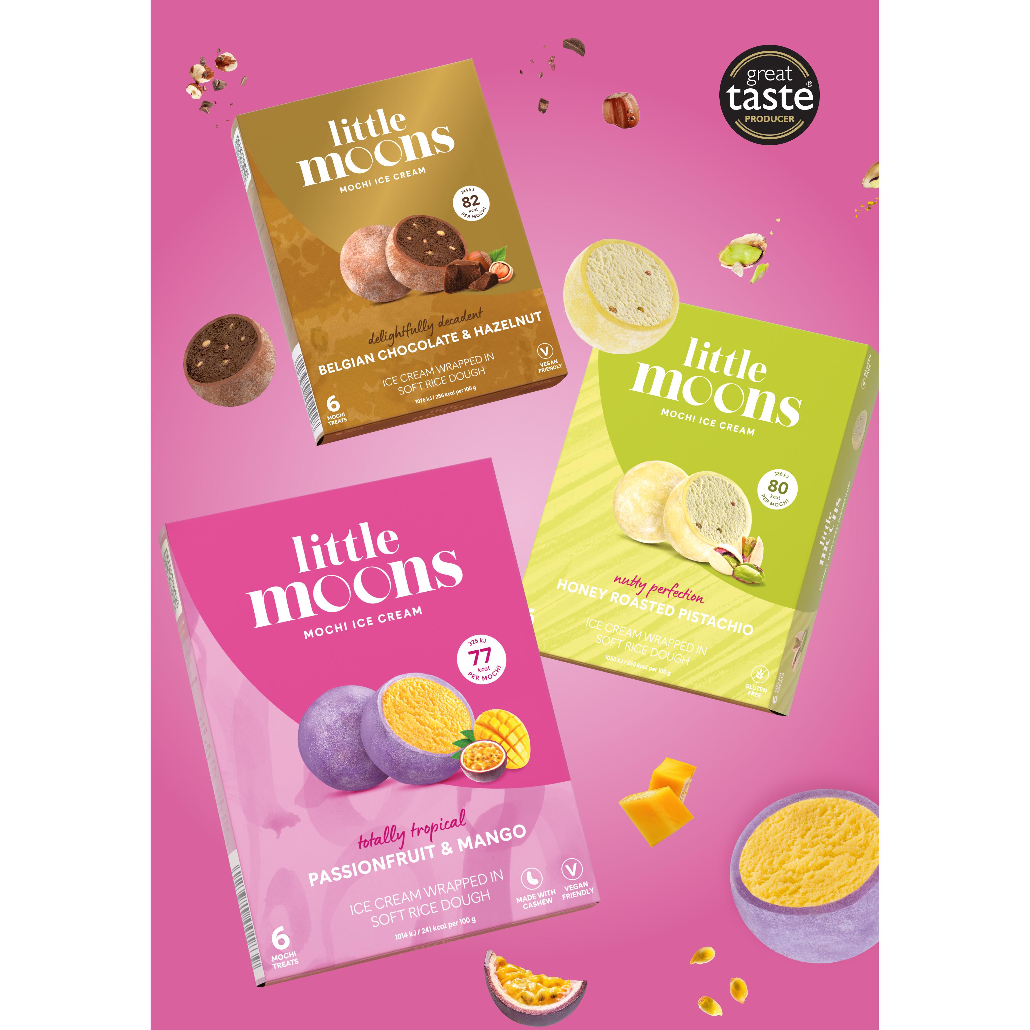 Little Moons Vegan Passionfruit & Mango Mochi Ice Cream Frozen Snack 6 x 32g thumbnail 3