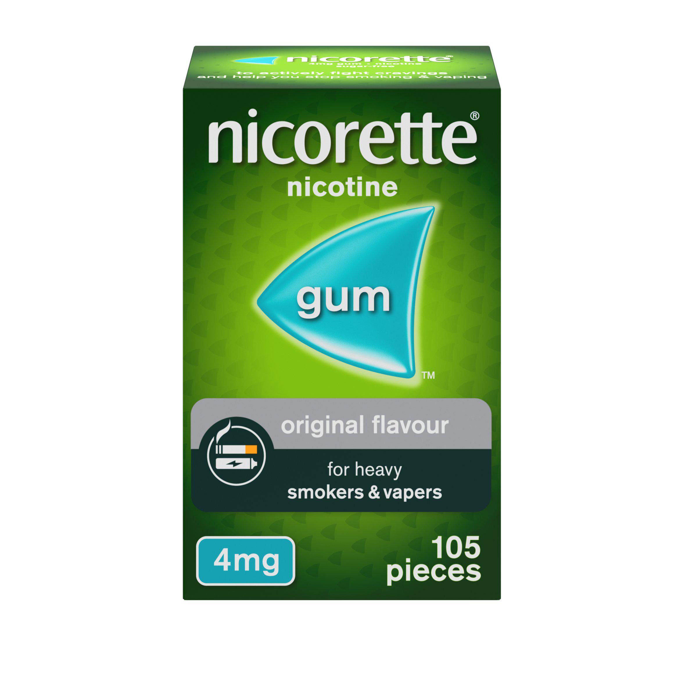 Nicorette Stop Smoking Aid 4mg Nicotine Gum - Original 105s