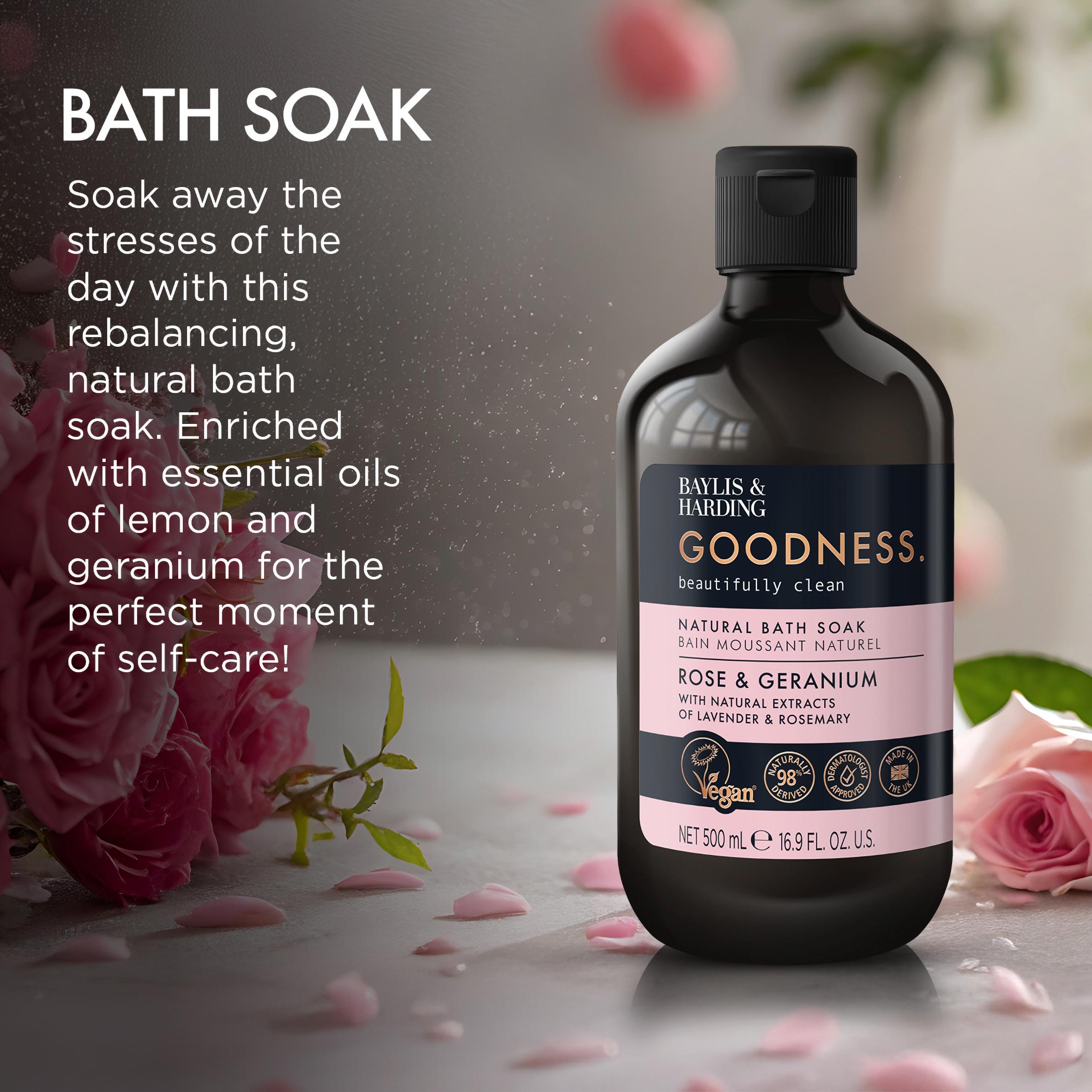 Baylis & Harding Goodness Rose & Geranium Natural Bath Soak 500ml thumbnail 3