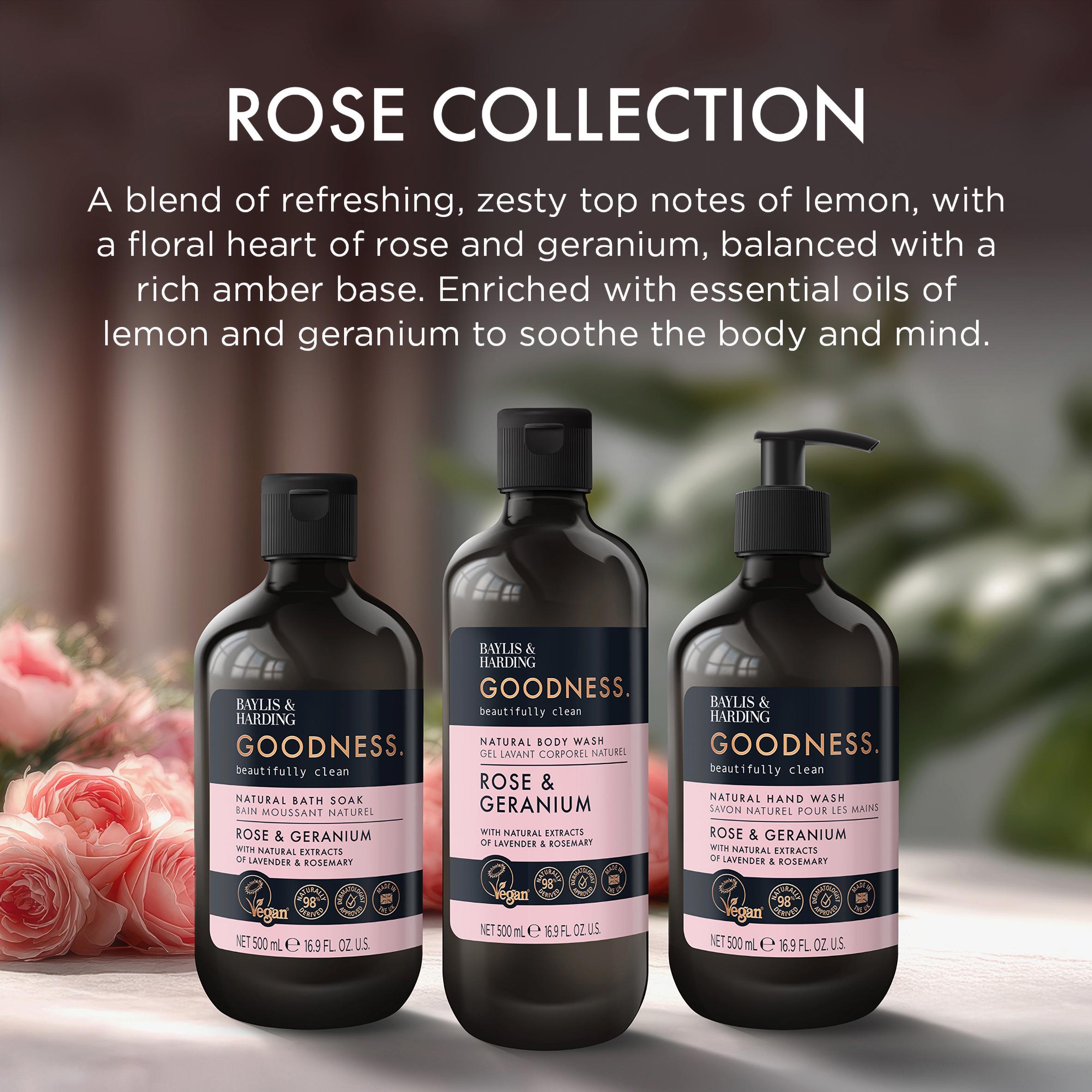 Baylis & Harding Goodness Rose & Geranium Natural Bath Soak 500ml thumbnail 4
