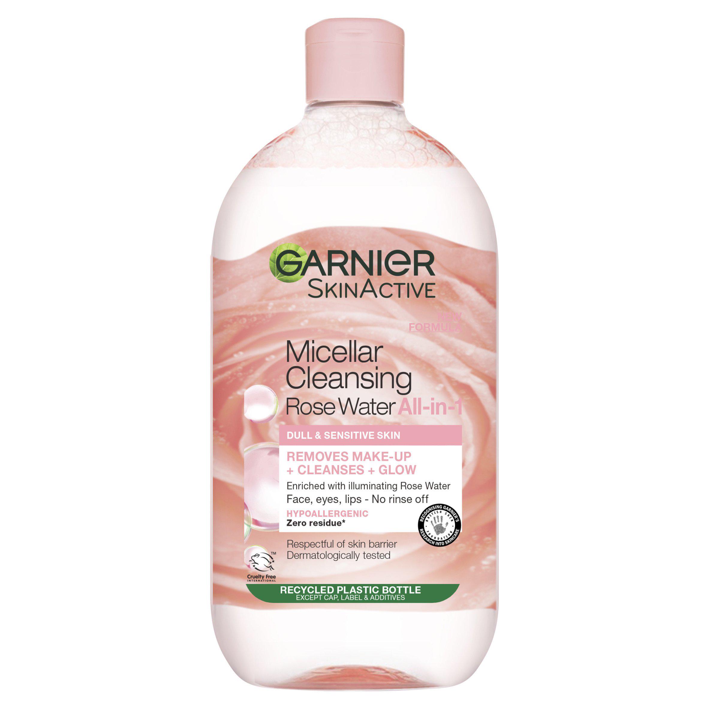 Garnier Micellar Rose Water Facial Cleanser Makeup Remover For Dull Skin 700ml