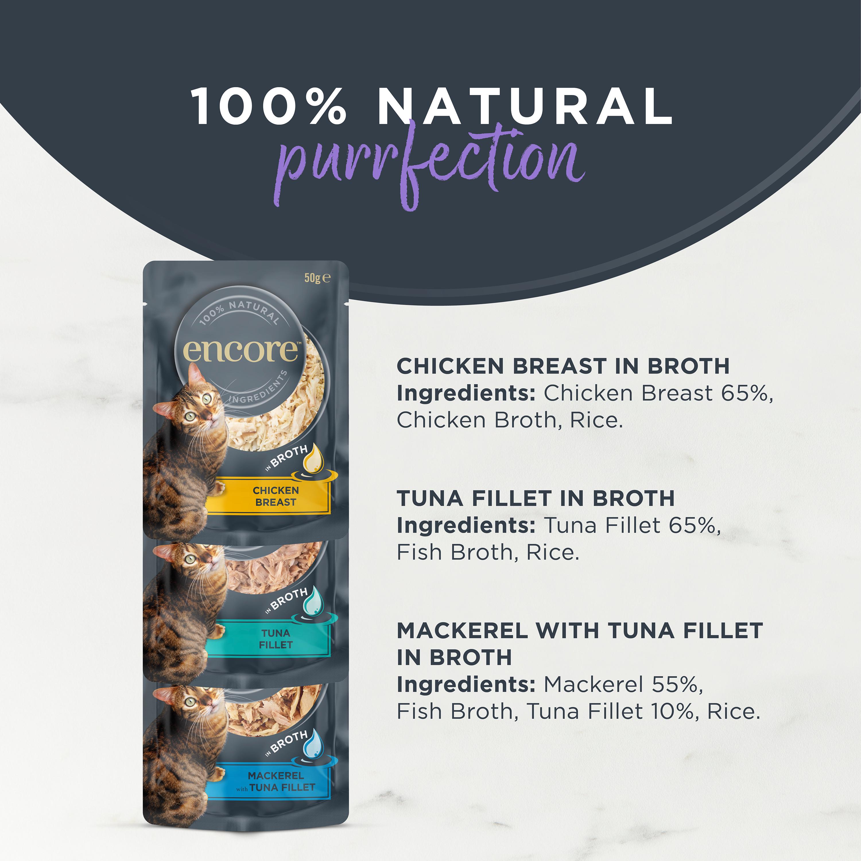 Encore Finest Selection in Broth Natural Wet Cat Food Pouches 10 x 50g thumbnail 2