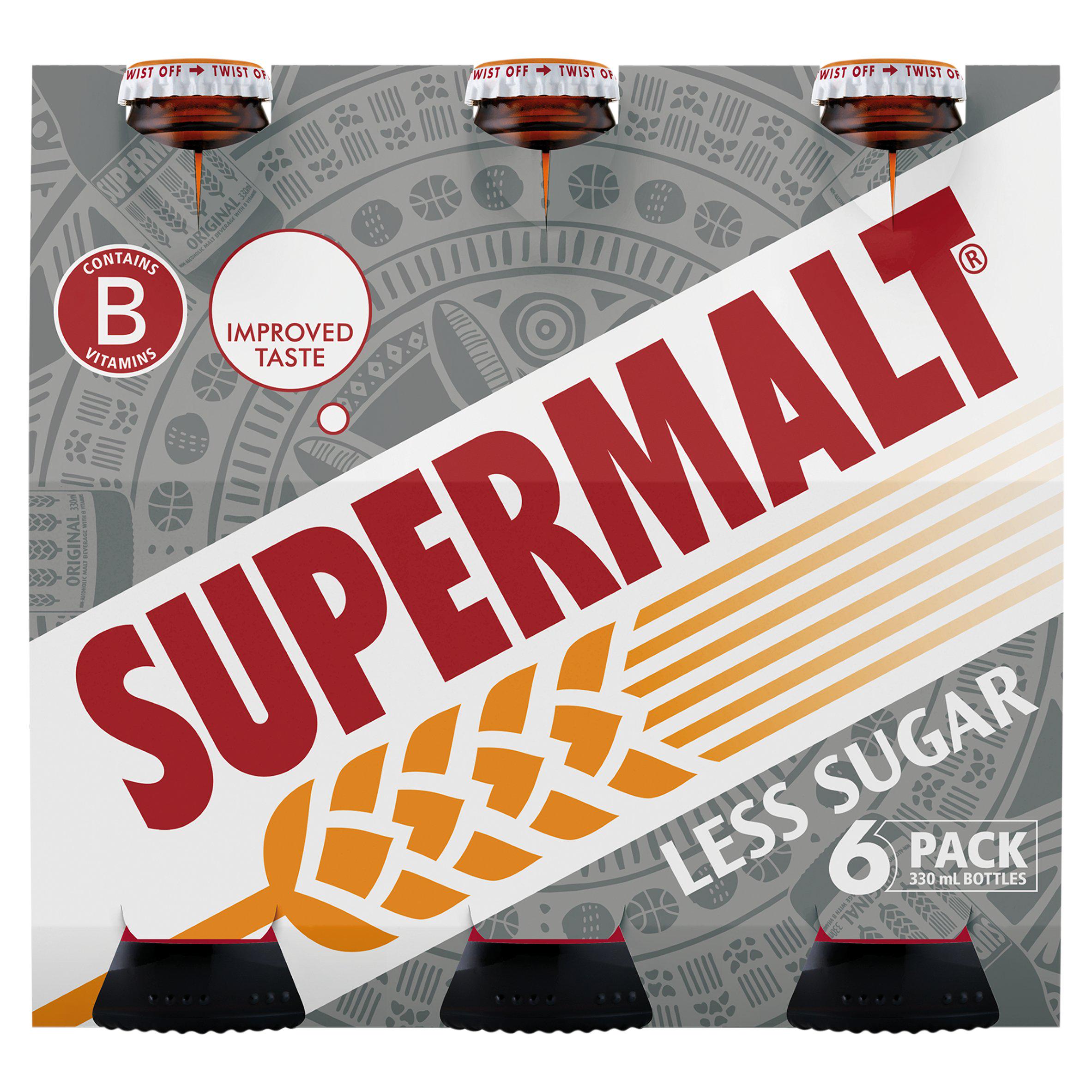 Supermalt Less Sugar Non-Alcoholic Malt Beverage with B Vitamins