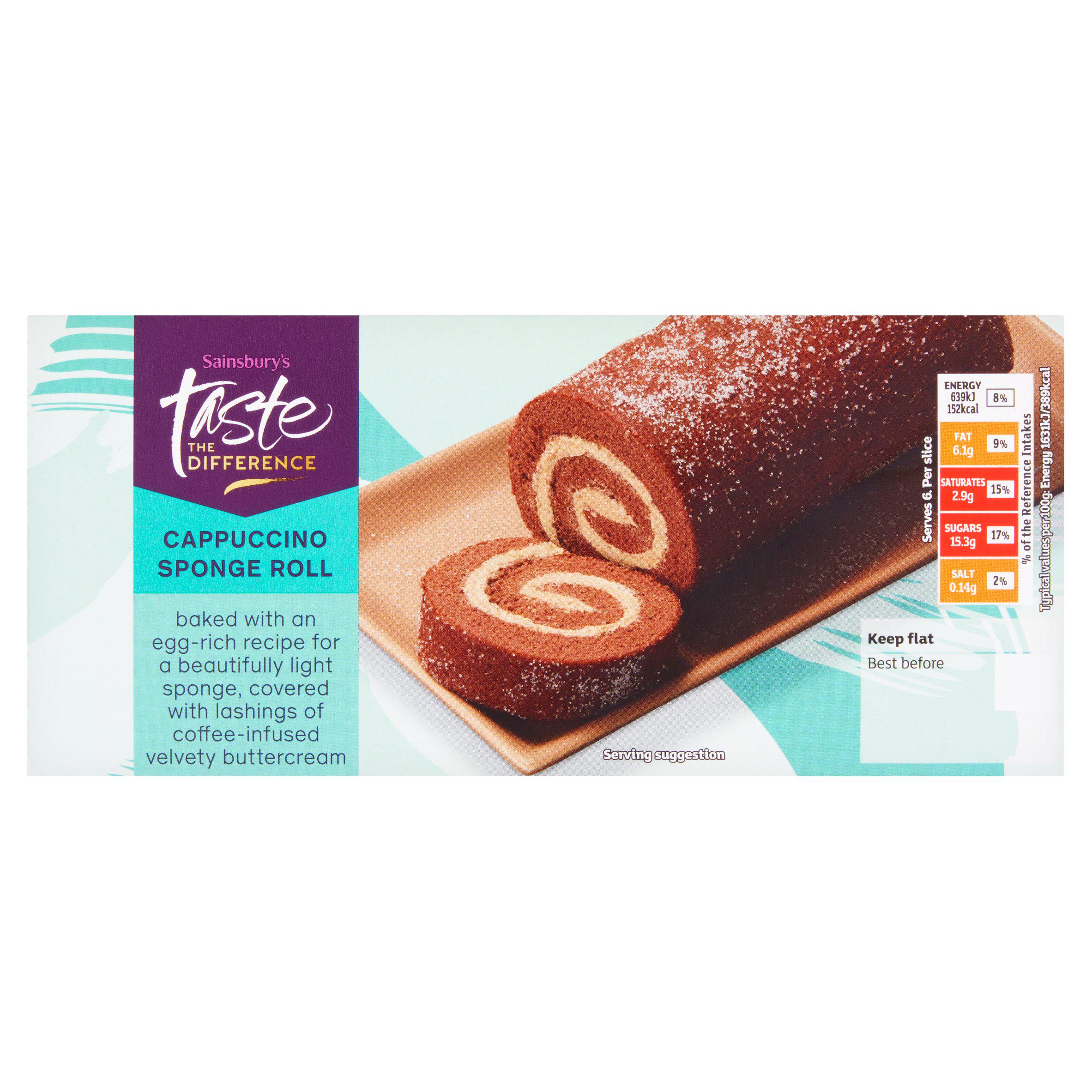 Sainsbury's Cappuccino Coffee Sponge Swiss Roll Cake, Taste the Difference 235g