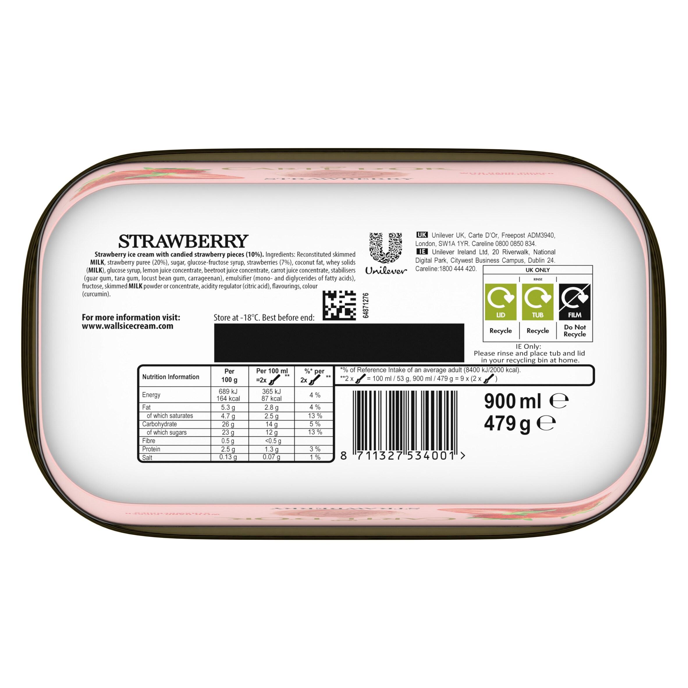 Carte D'or 900ml Delightful Strawberry Ice Cream Tub thumbnail 3