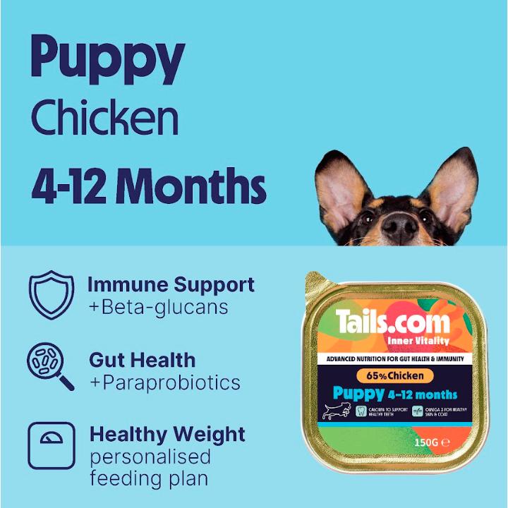 tails.com Inner Vitality Advanced Nutrition For Puppies Chicken Wet Dog Food 150g thumbnail 4