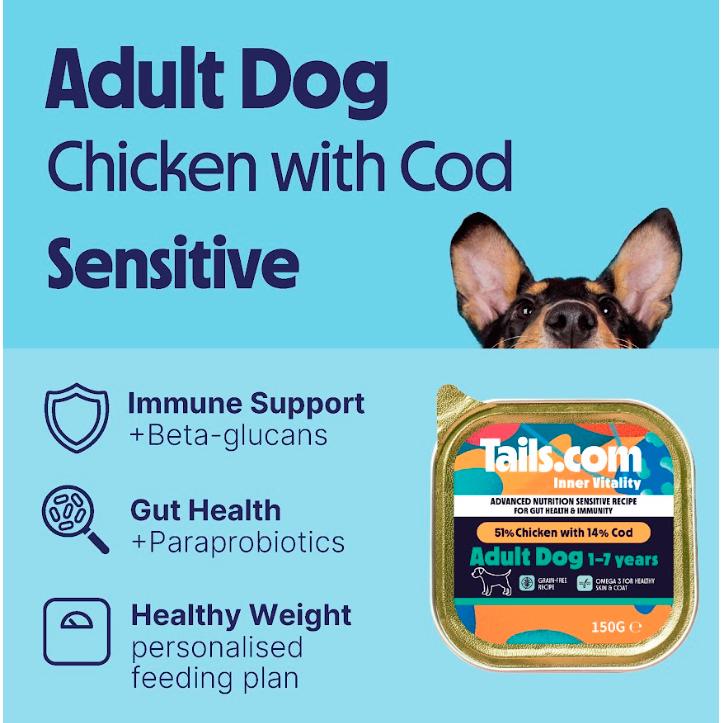 tails.com Inner Vitality Advanced Nutrition Chicken with Cod Wet Dog Food 150g thumbnail 4