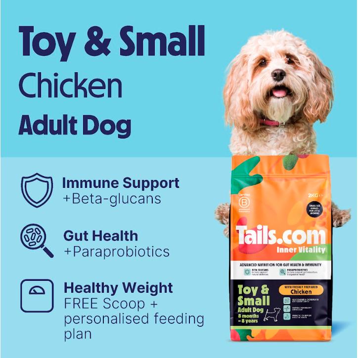 tails.com Inner Vitality with Freshly Prepared Chicken Toy & Small Adult Dry Dog Food 8 Months - 8 Years 2kg thumbnail 5